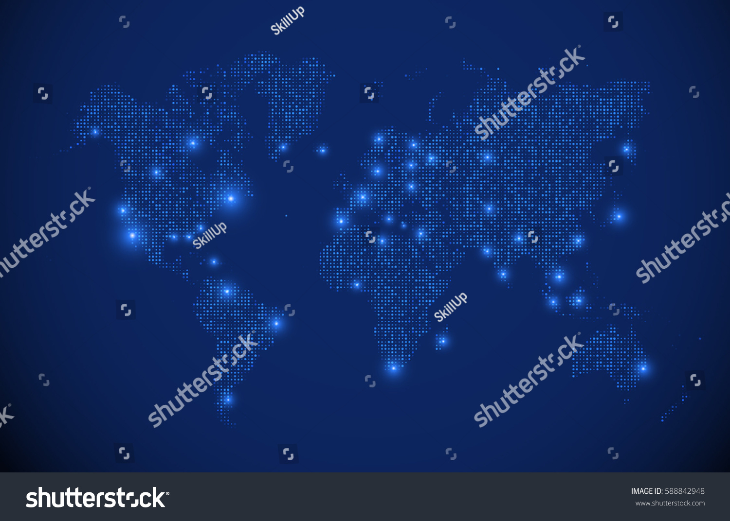 Pixel World Map with Spot Lights. Vector - Royalty Free Stock Vector ...