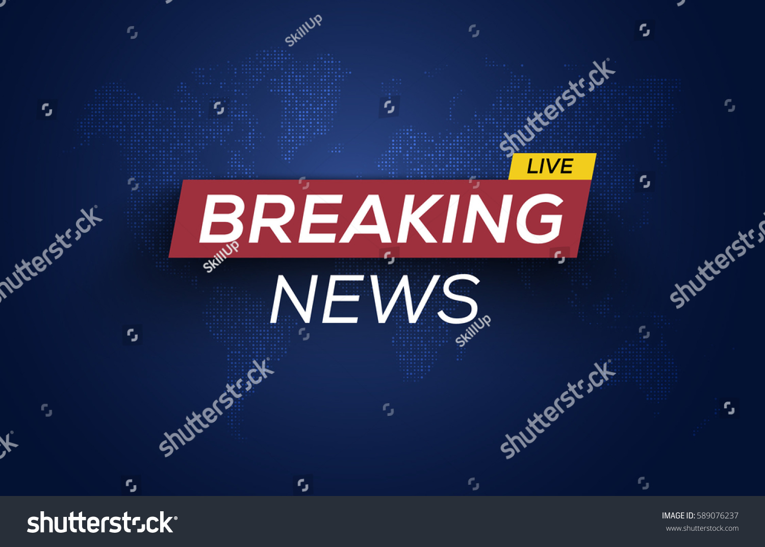 Breaking News Live on World Map Background. Business / Technology News Background. Vector Illustration. #589076237