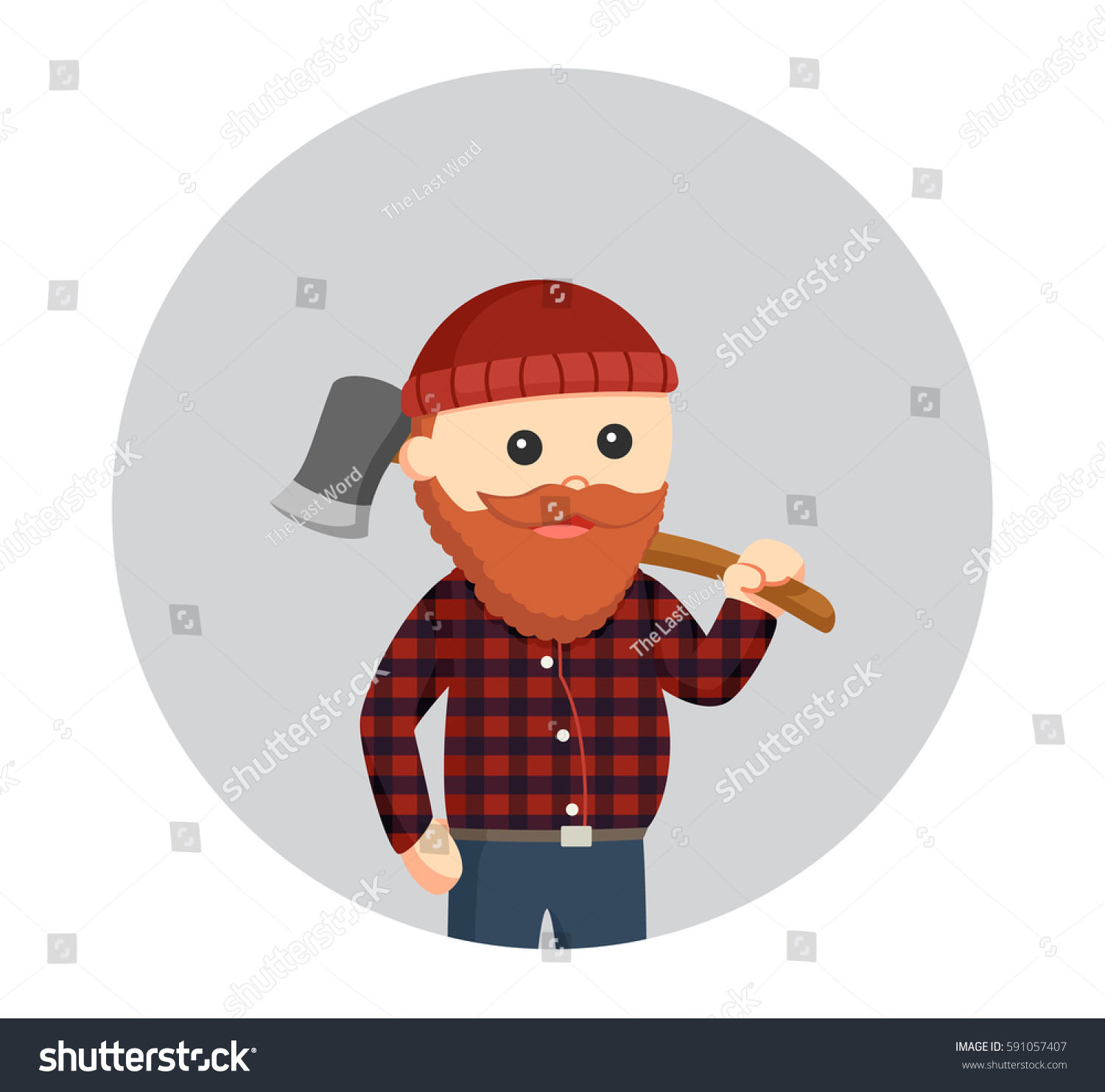 fat lumberjack carrying axe on his shoulder in - Royalty Free Stock ...