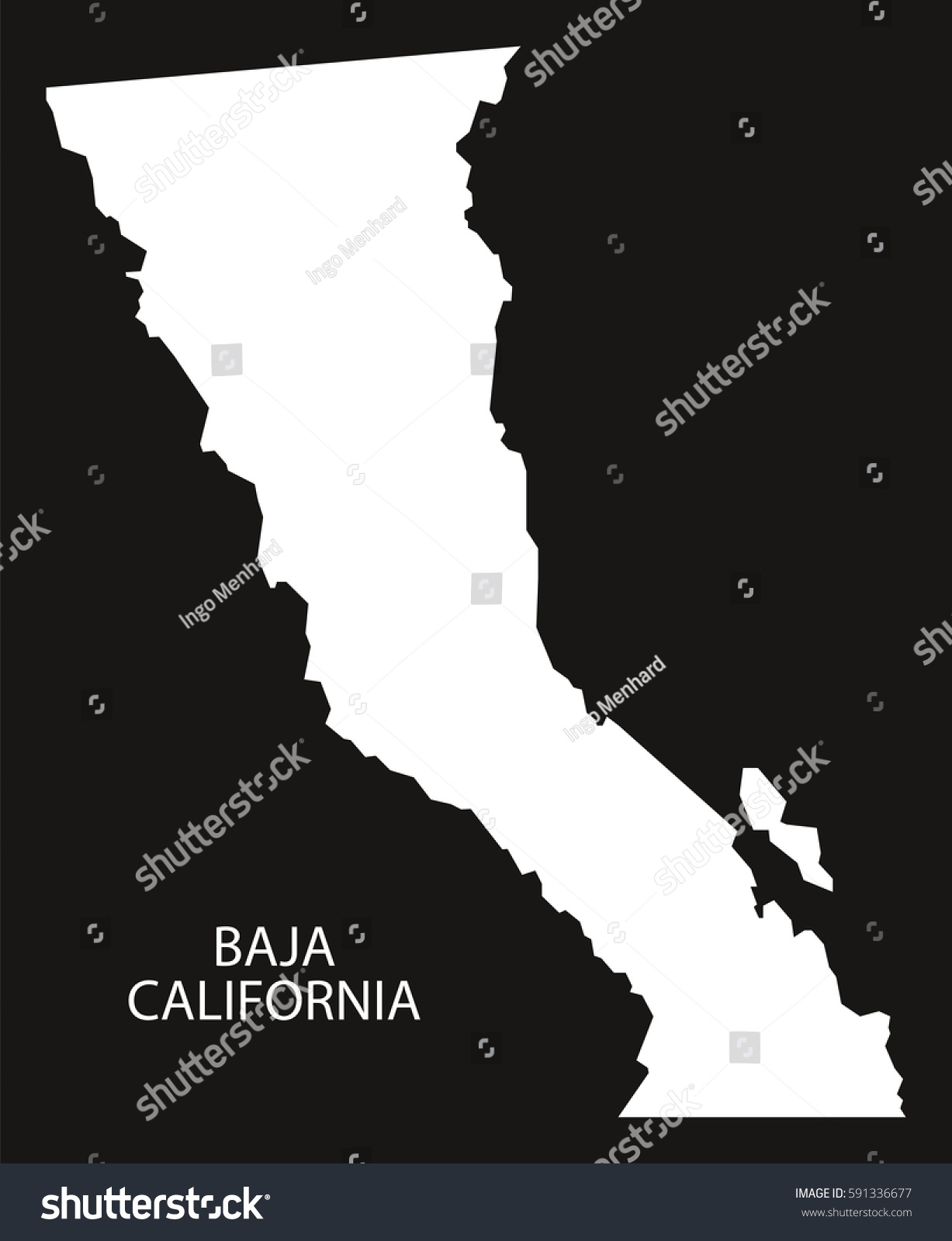 Baja California Mexico Map Black Inverted Royalty Free Stock Vector 591336677 1885