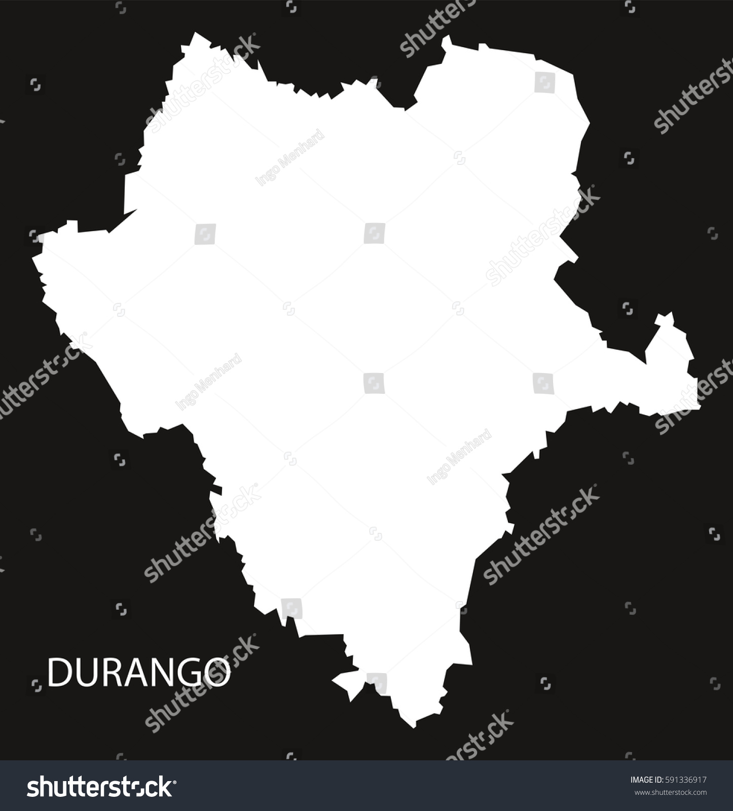 Durango Mexico Map Black Inverted Silhouette Royalty Free Stock Vector 591336917 3390