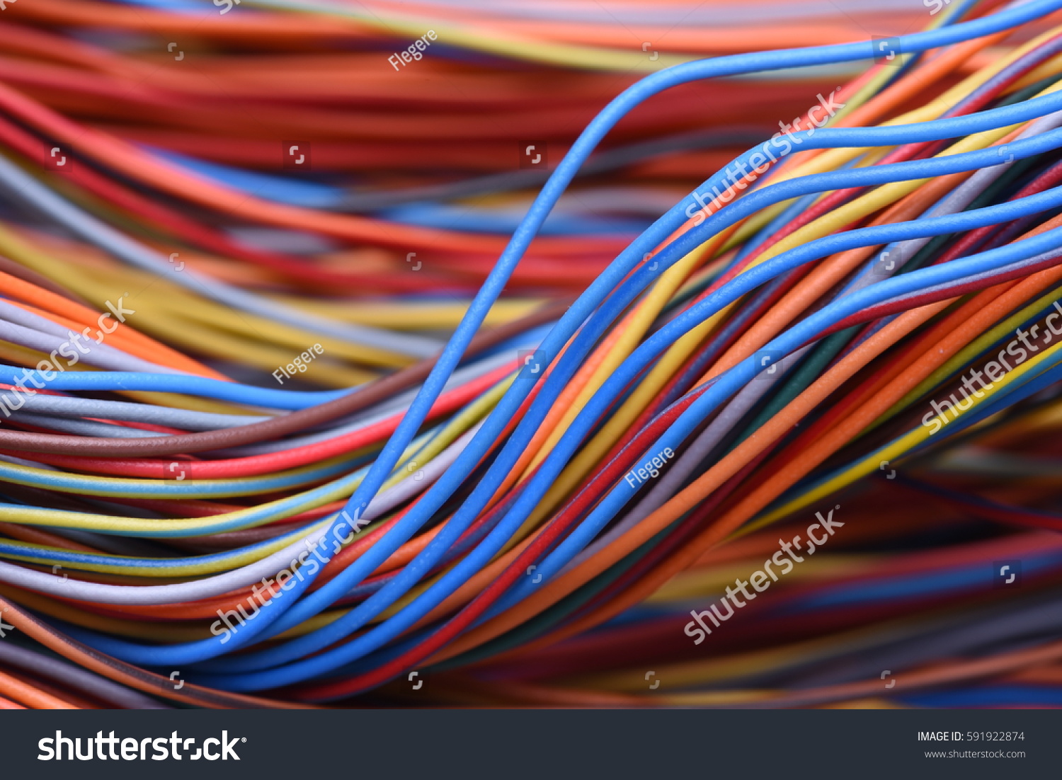 Closeup of cable and wire in computer network systems #591922874