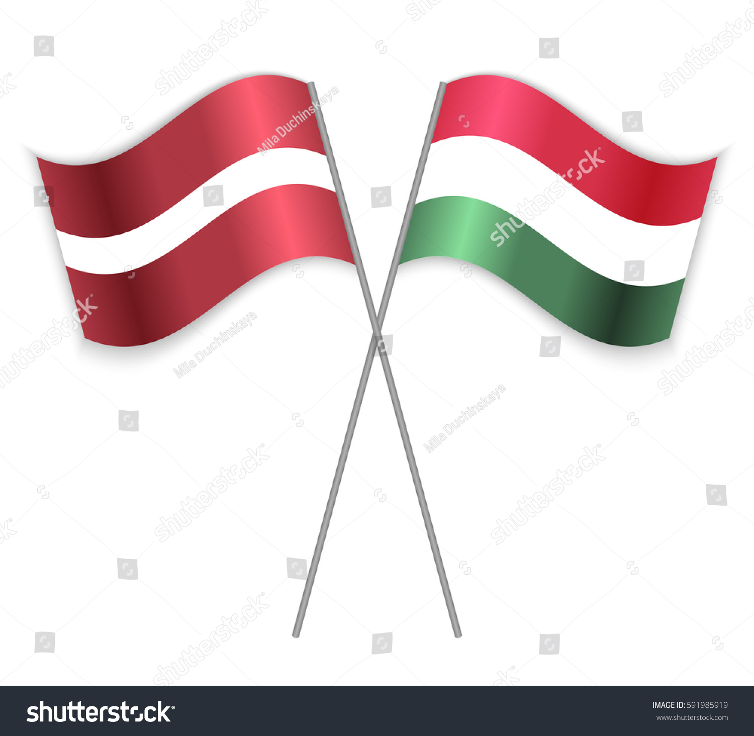 Latvian and Hungarian crossed flags. Latvia - Royalty Free Stock Vector ...