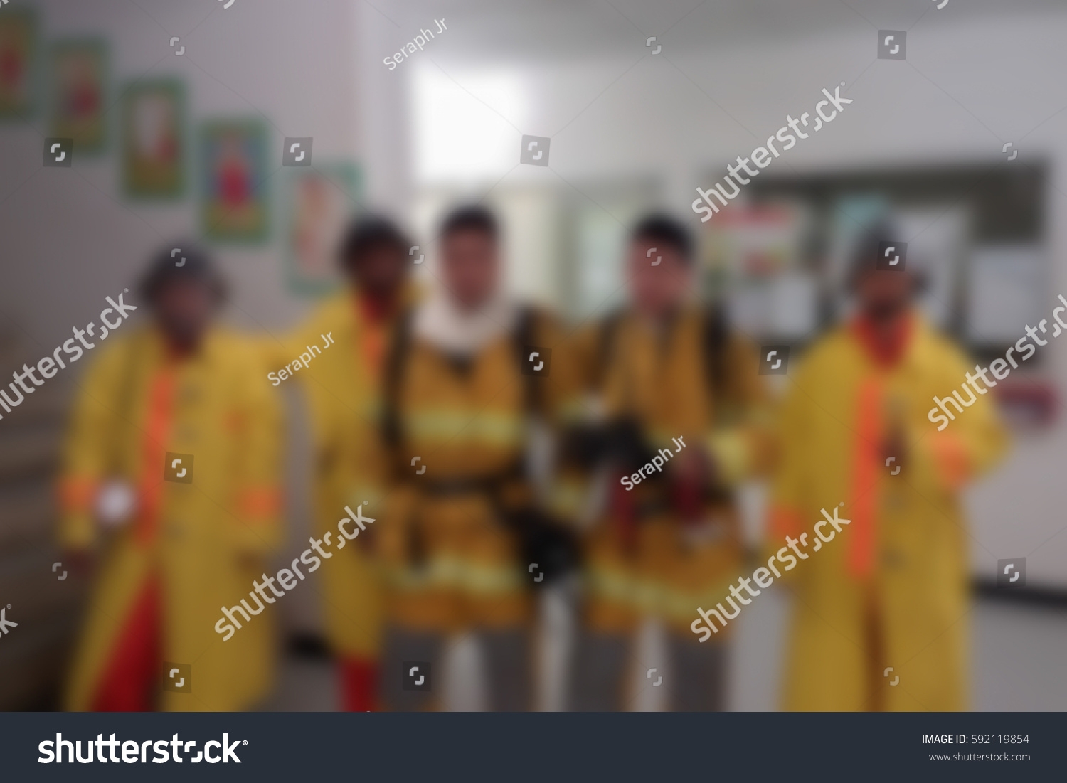 blurred photo,
Blurry image, The team of firemen His mission #592119854