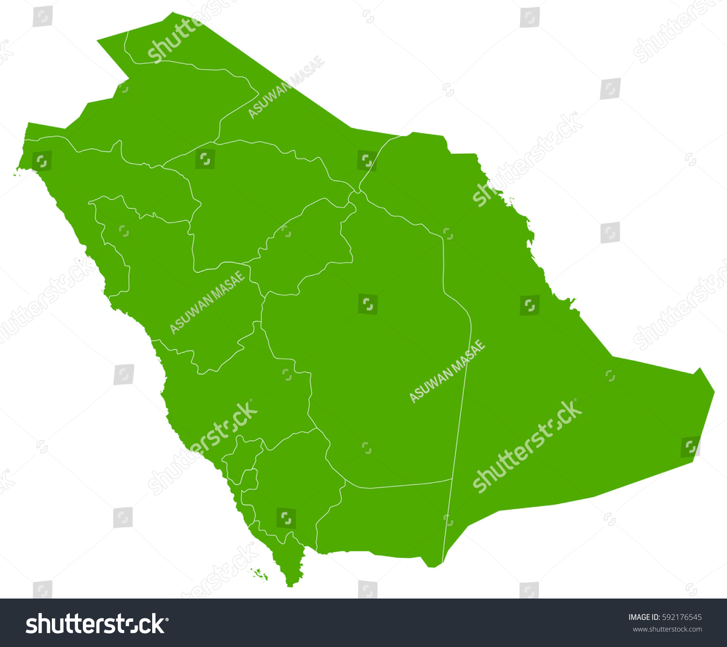 saudi Arabia green map - Royalty Free Stock Vector 592176545 - Avopix.com