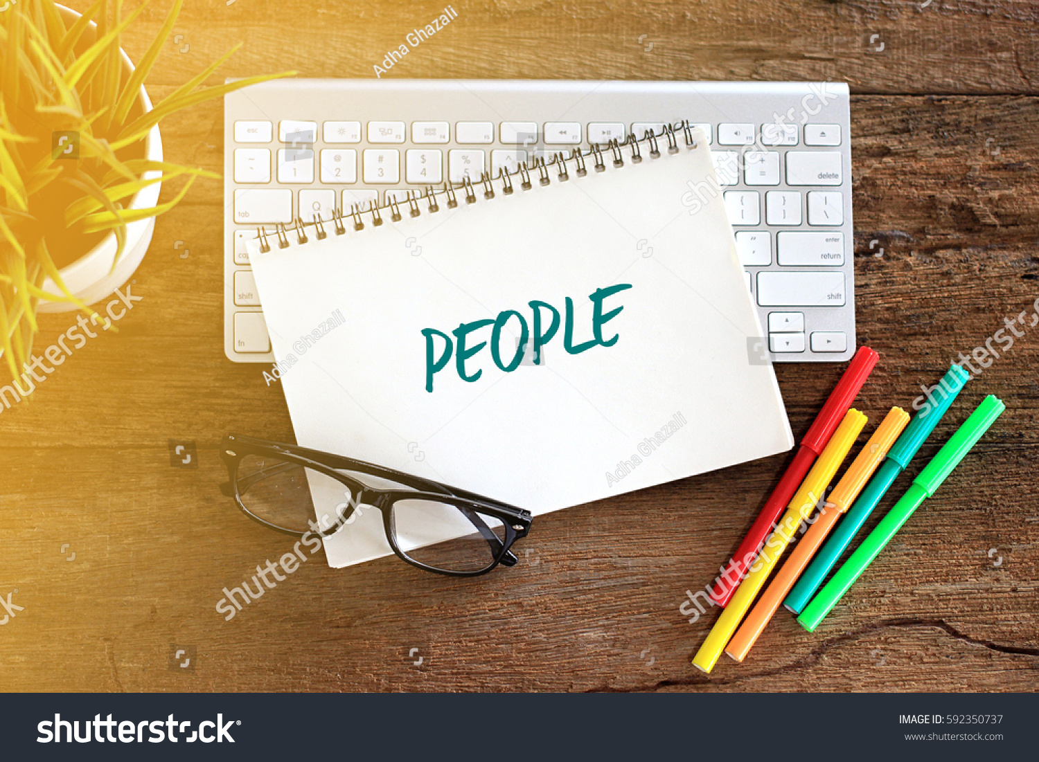 Top view notebook with keyboard concept writing PEOPLE #592350737