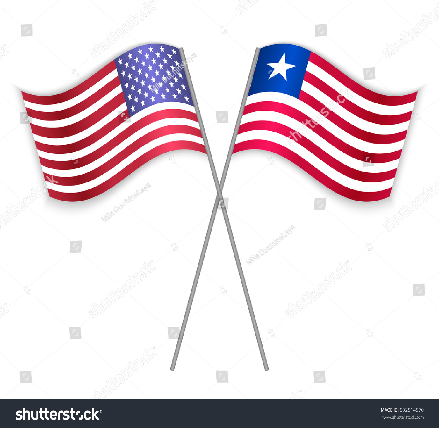 American and Liberian crossed flags. United - Royalty Free Stock Vector ...