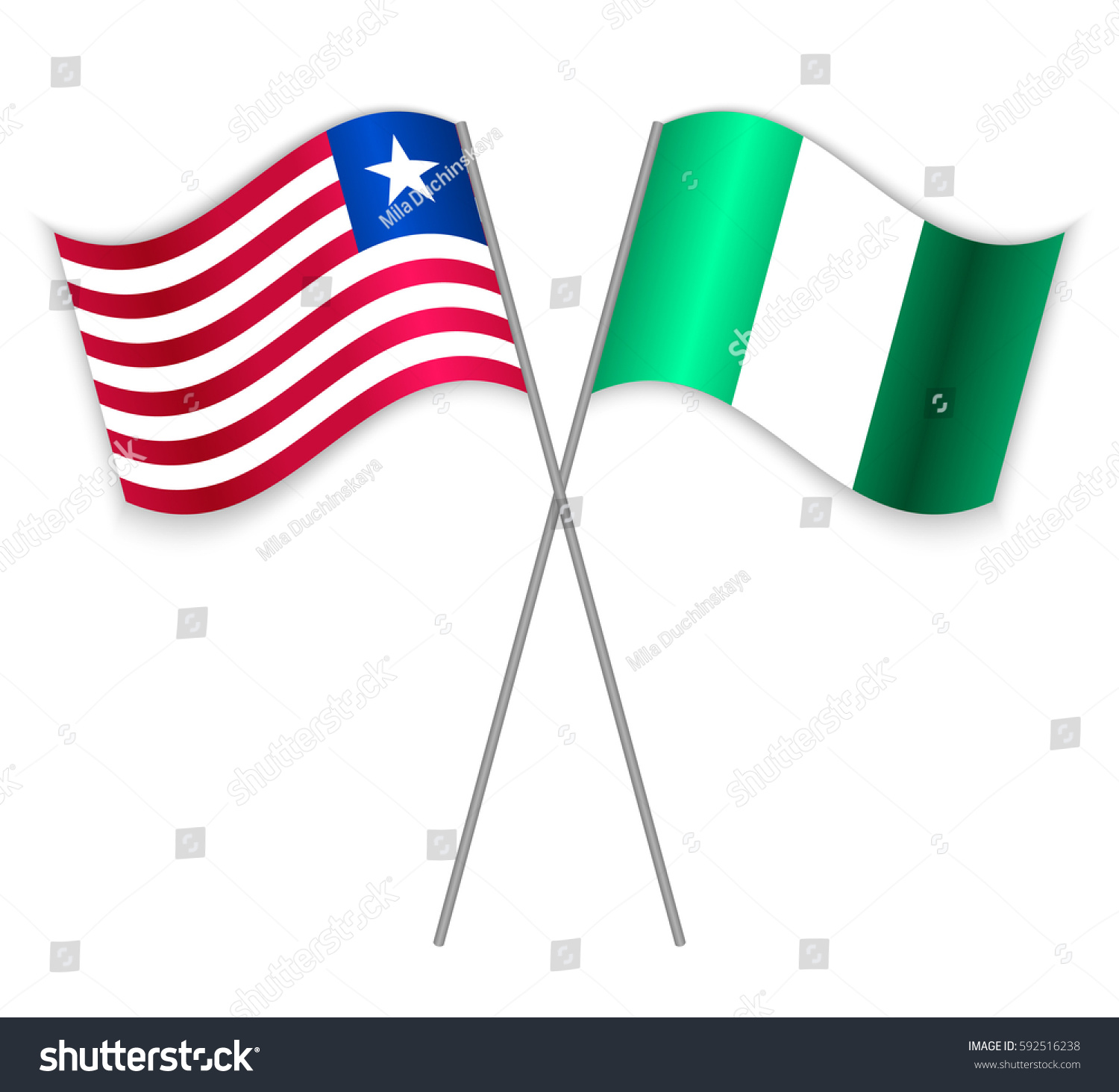 Liberian And Nigerian Crossed Flags. Liberia - Royalty Free Stock 