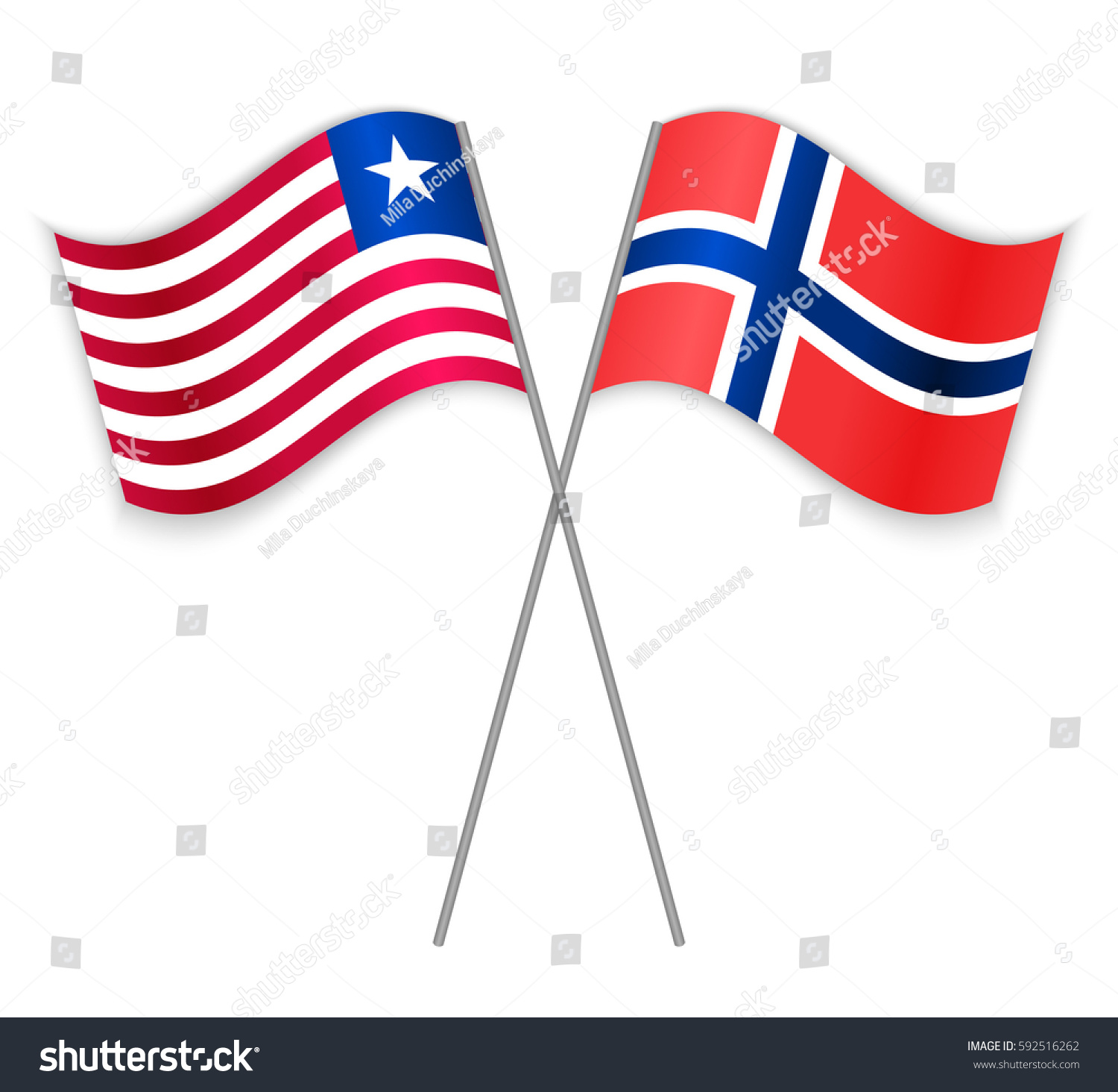 Liberian and Norwegian crossed flags. Liberia - Royalty Free Stock ...