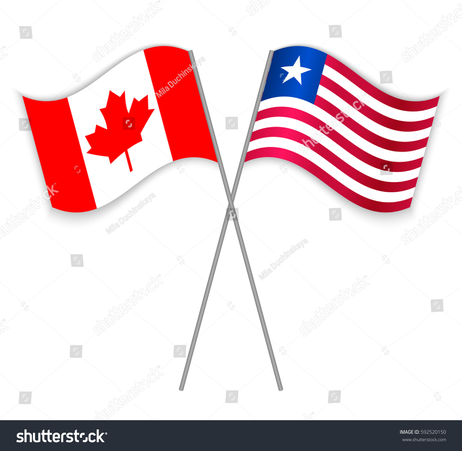 Canadian and Liberian crossed flags. Canada - Royalty Free Stock Vector ...