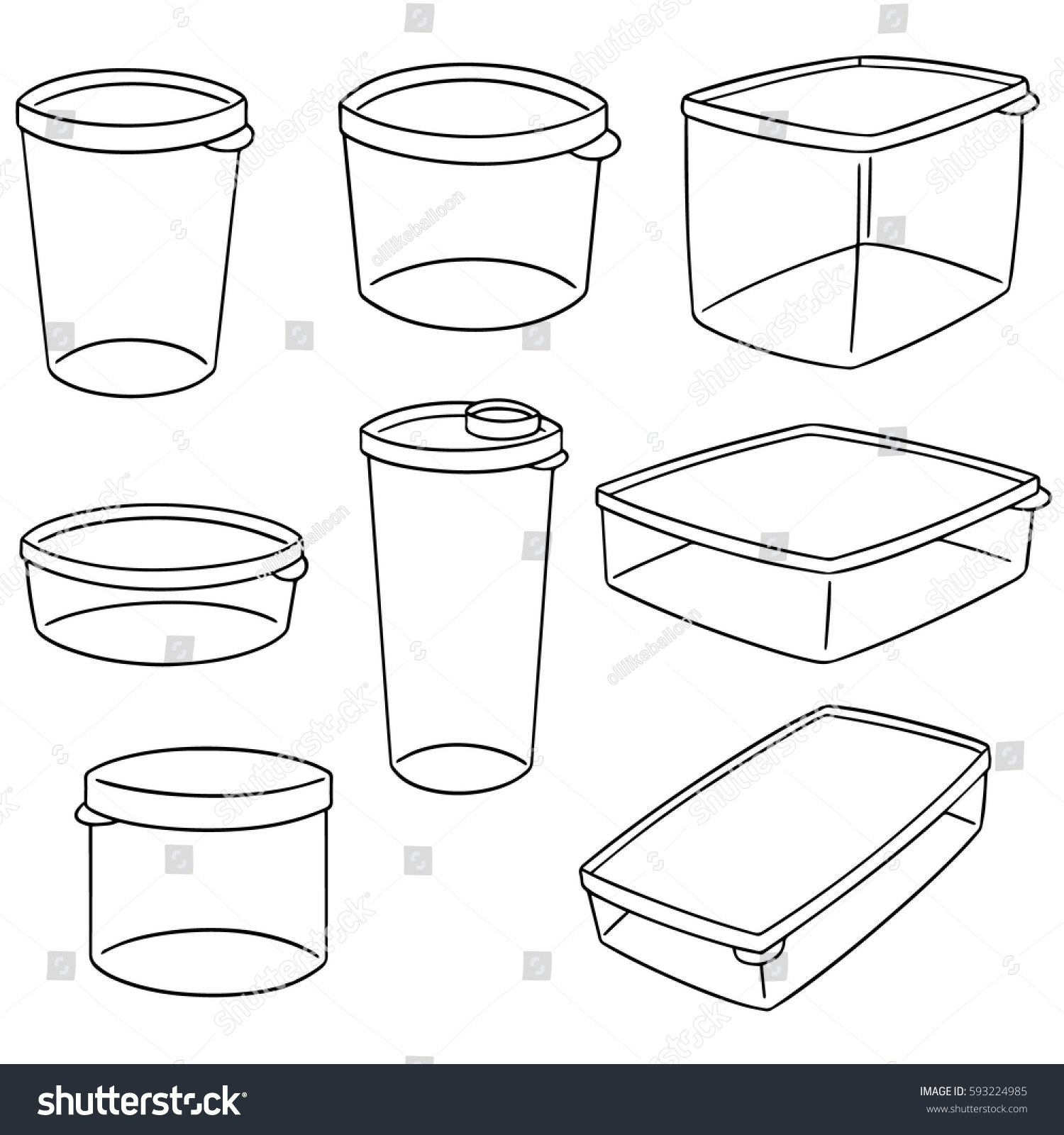 Vector Set Of Plastic Container Royalty Free Stock Vector 593224985 7739