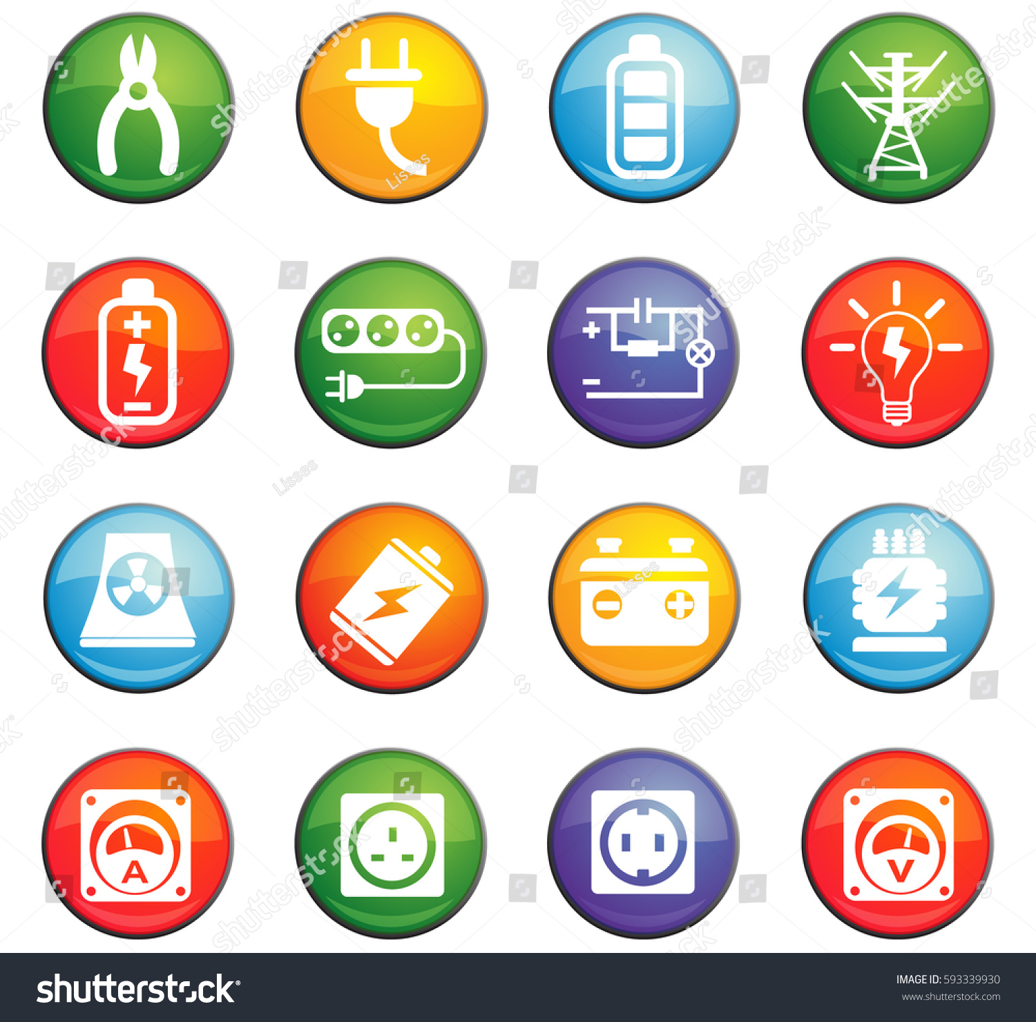 electricity vector icons for user interface - Royalty Free Stock Vector ...