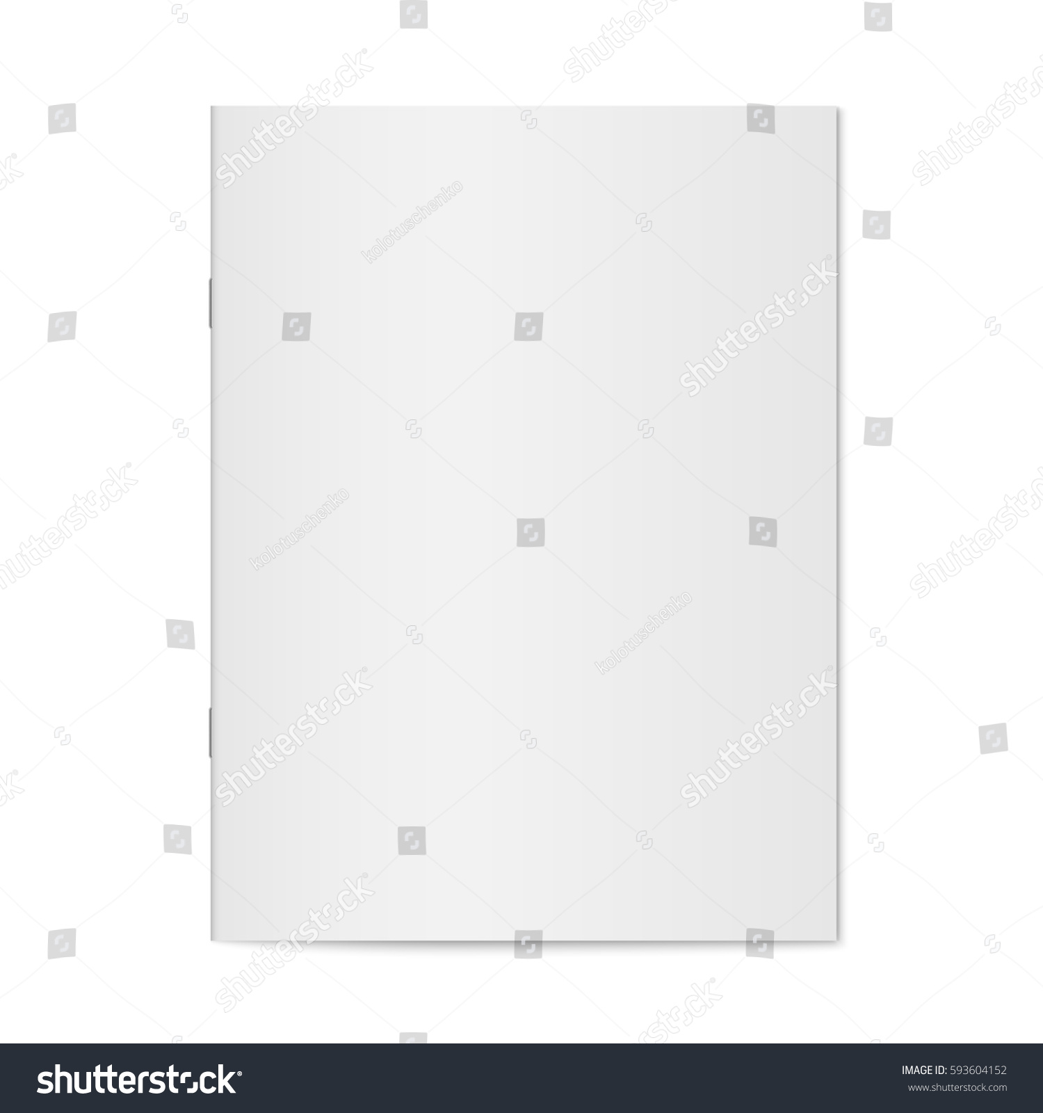 Vector mock up of booklet isolated. Closed vertical magazine, brochure or notebook template on white background. 3d illustration for your design. #593604152