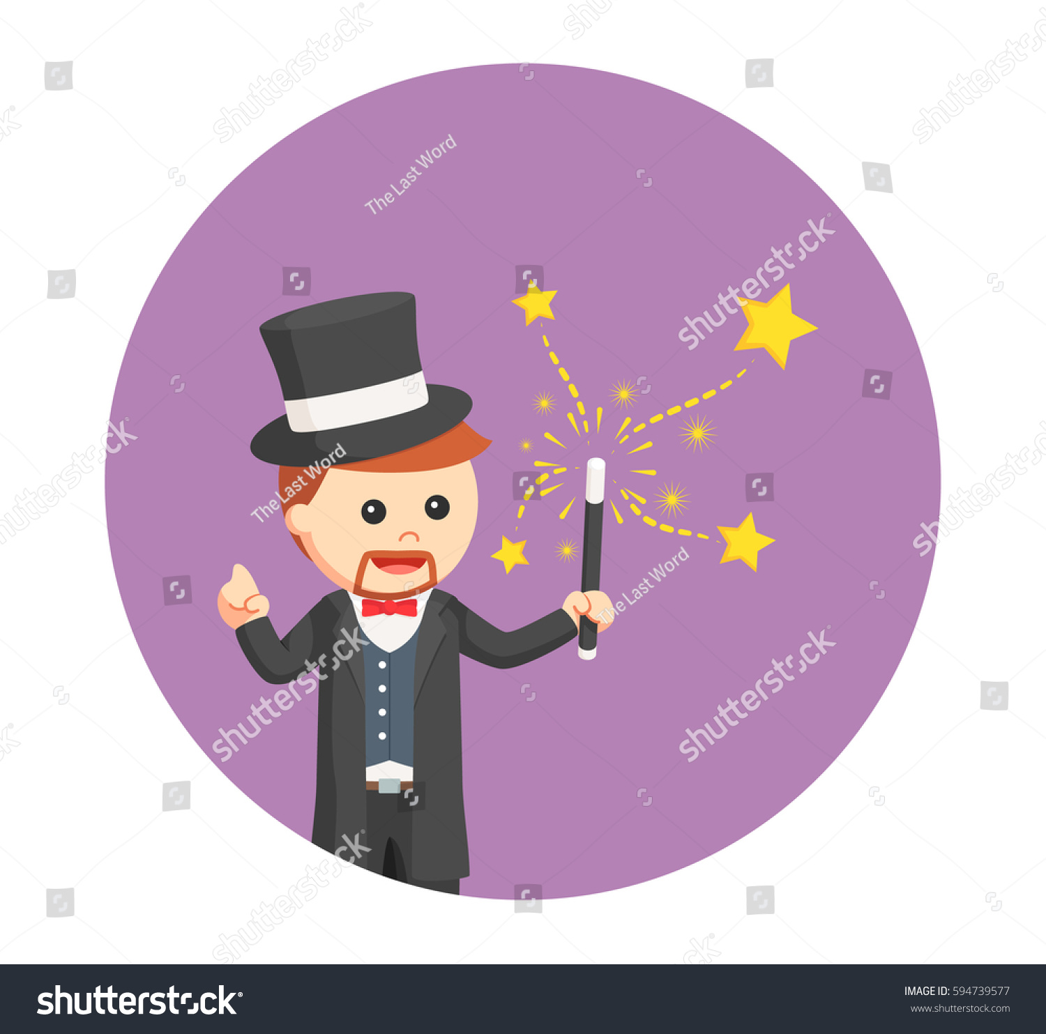 magician with his wand in circle background - Royalty Free Stock Vector ...