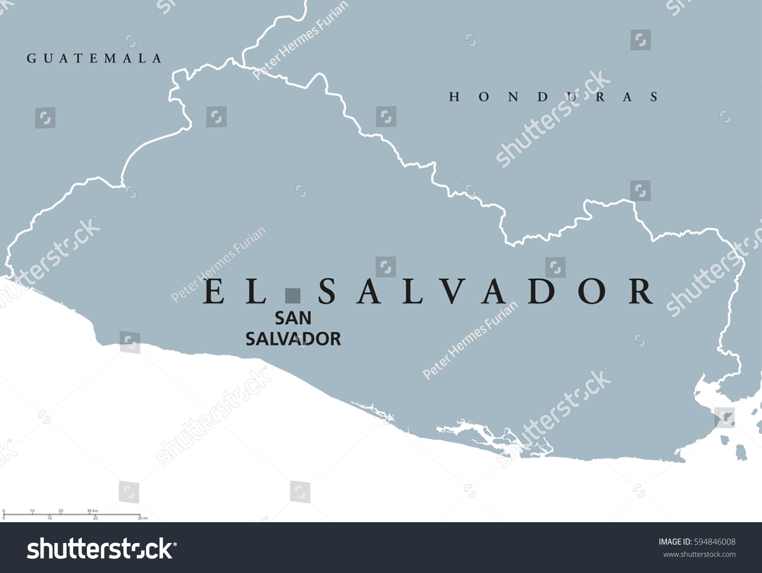 El Salvador Political Map With Capital San Royalty Free Stock Vector