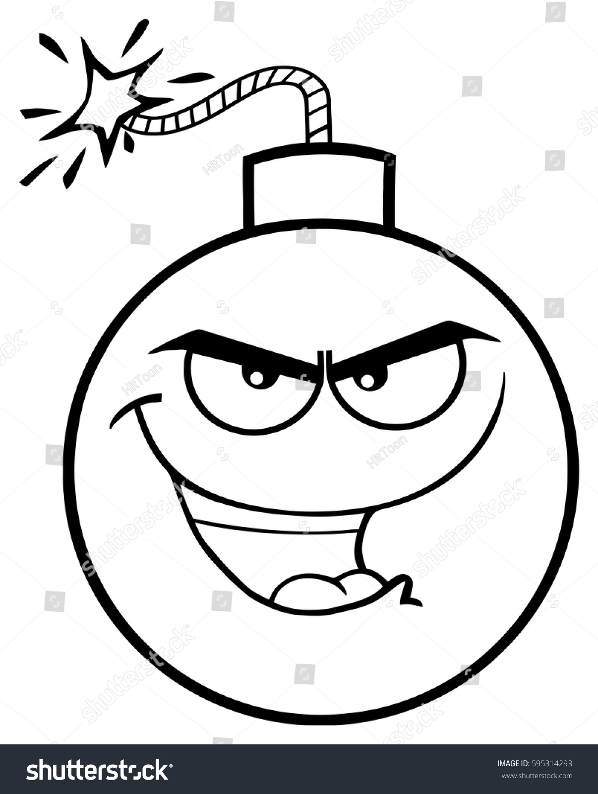 Black And White Evil Bomb Face Cartoon Mascot - Royalty Free Stock ...