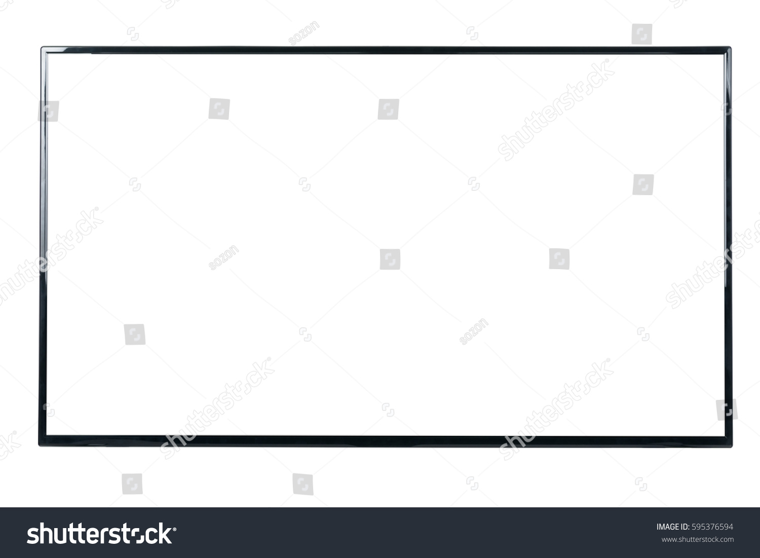 Front view of modern blank high definition LCD flat screen TV monitor, isolated on white background #595376594