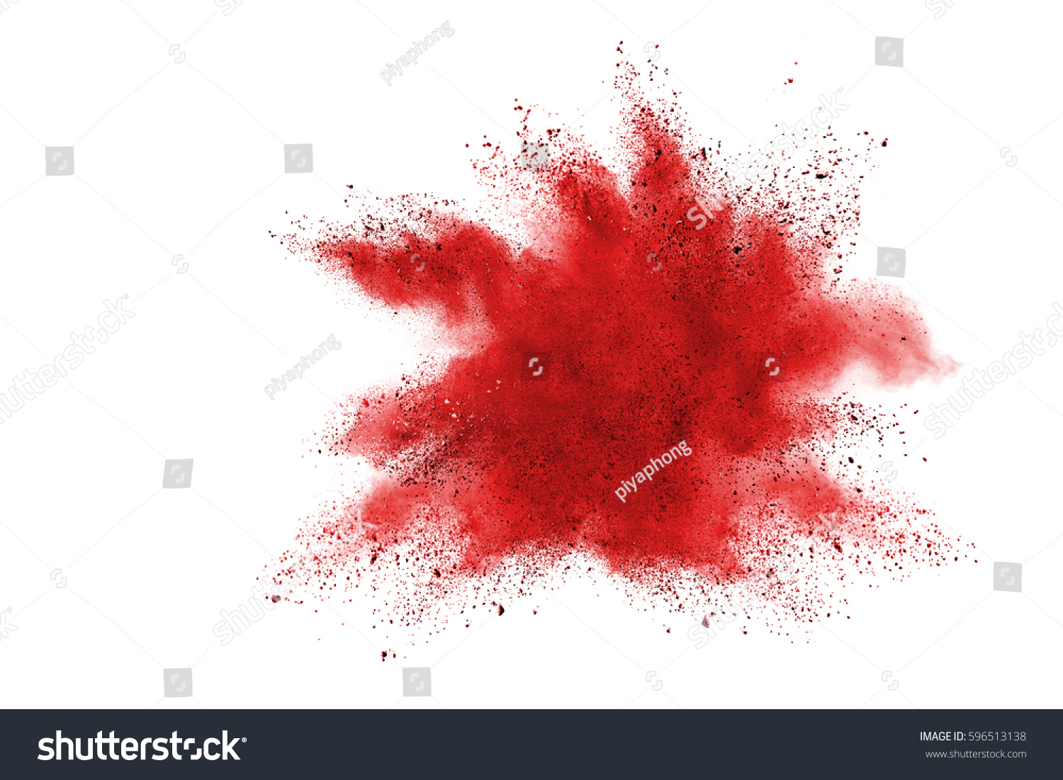 Red colorful powder explosion on white background. Colored cloud. Colorful dust explode. Paint Holi.
 #596513138