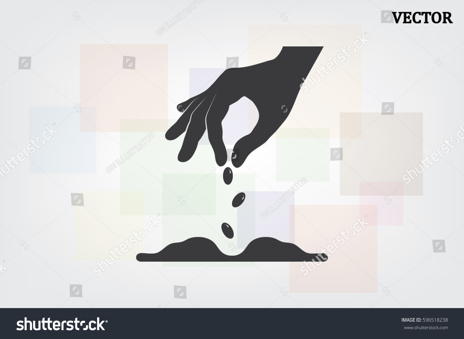 Hand and seeds, vector icon #596518238
