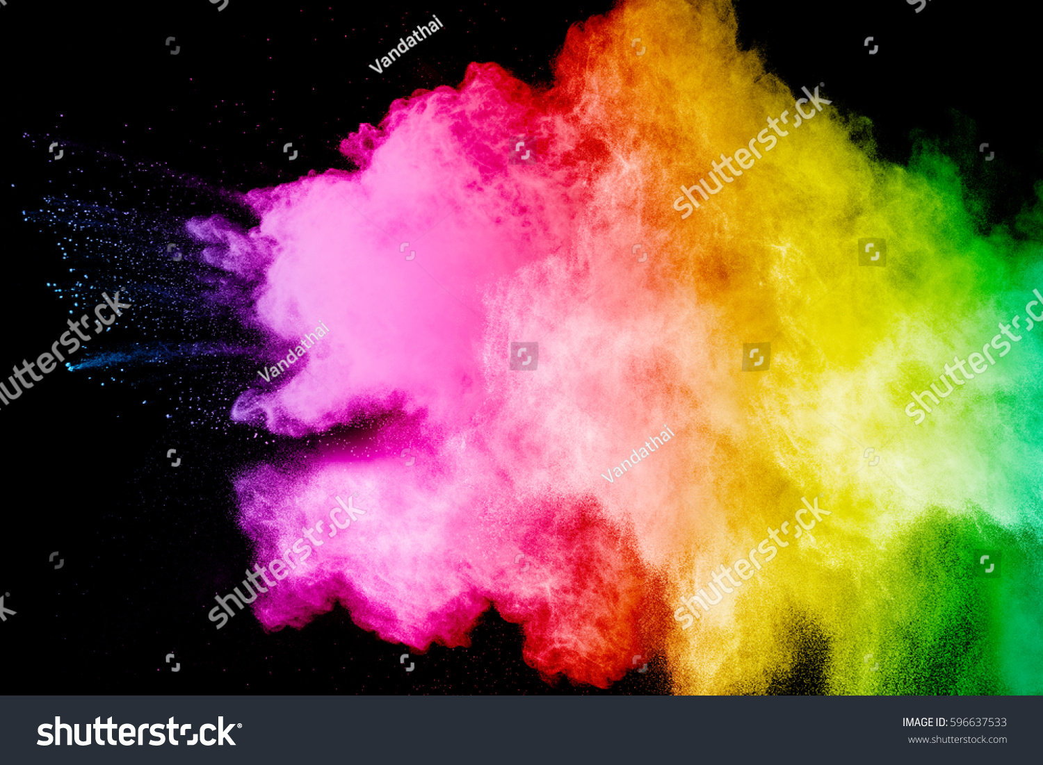 color powder explosion on black background. Mauve color cloud. color dust explode. Freeze motion paint Holi. #596637533