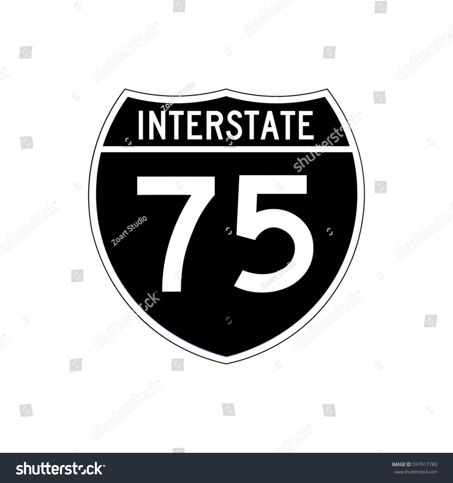 Interstate highway 75 road sign, Black variant - Royalty Free Stock ...