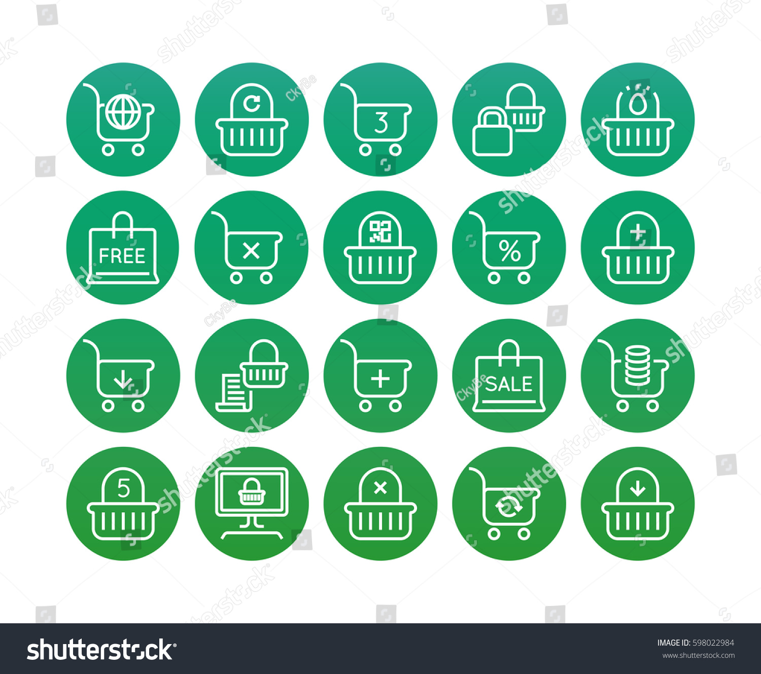 Set Of Minimal Shopping Cart Online Vector Line Royalty Free Stock Vector Avopix Com