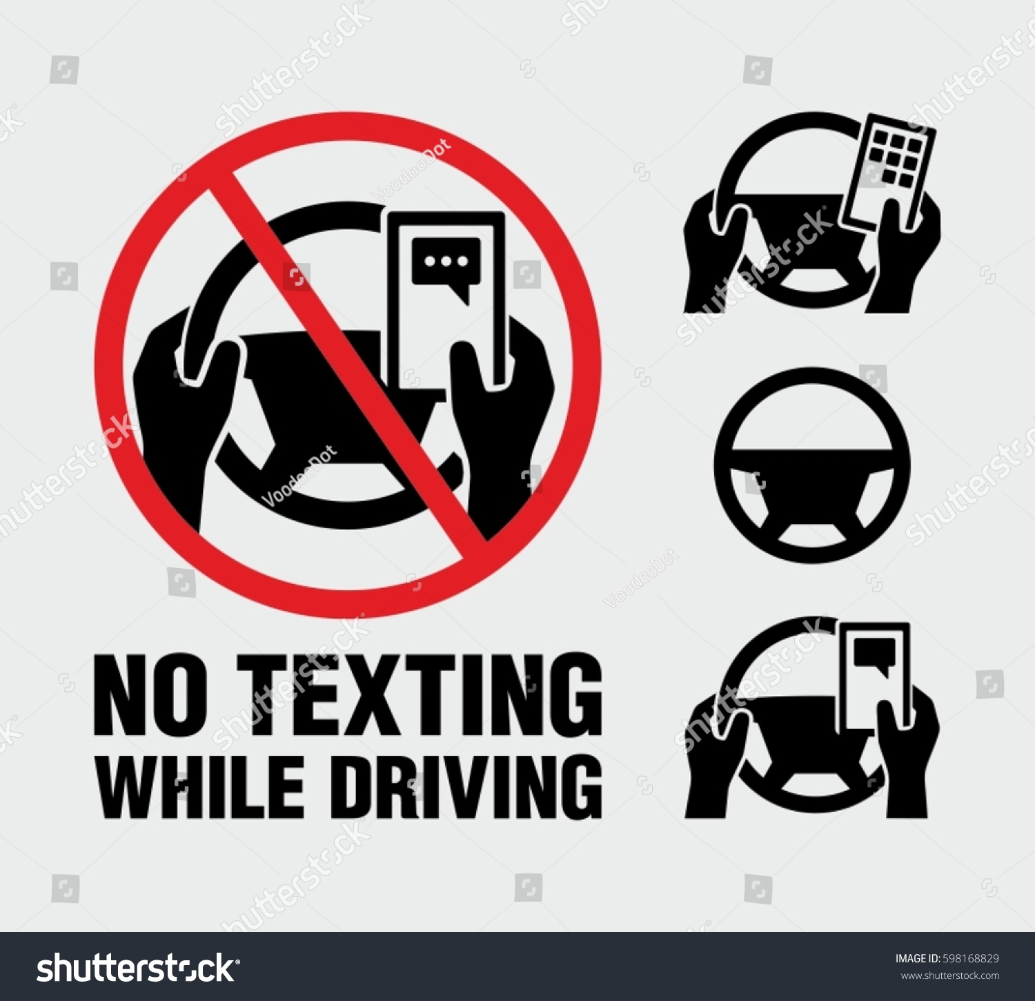 No texting, no cell phone use while driving vector sign 