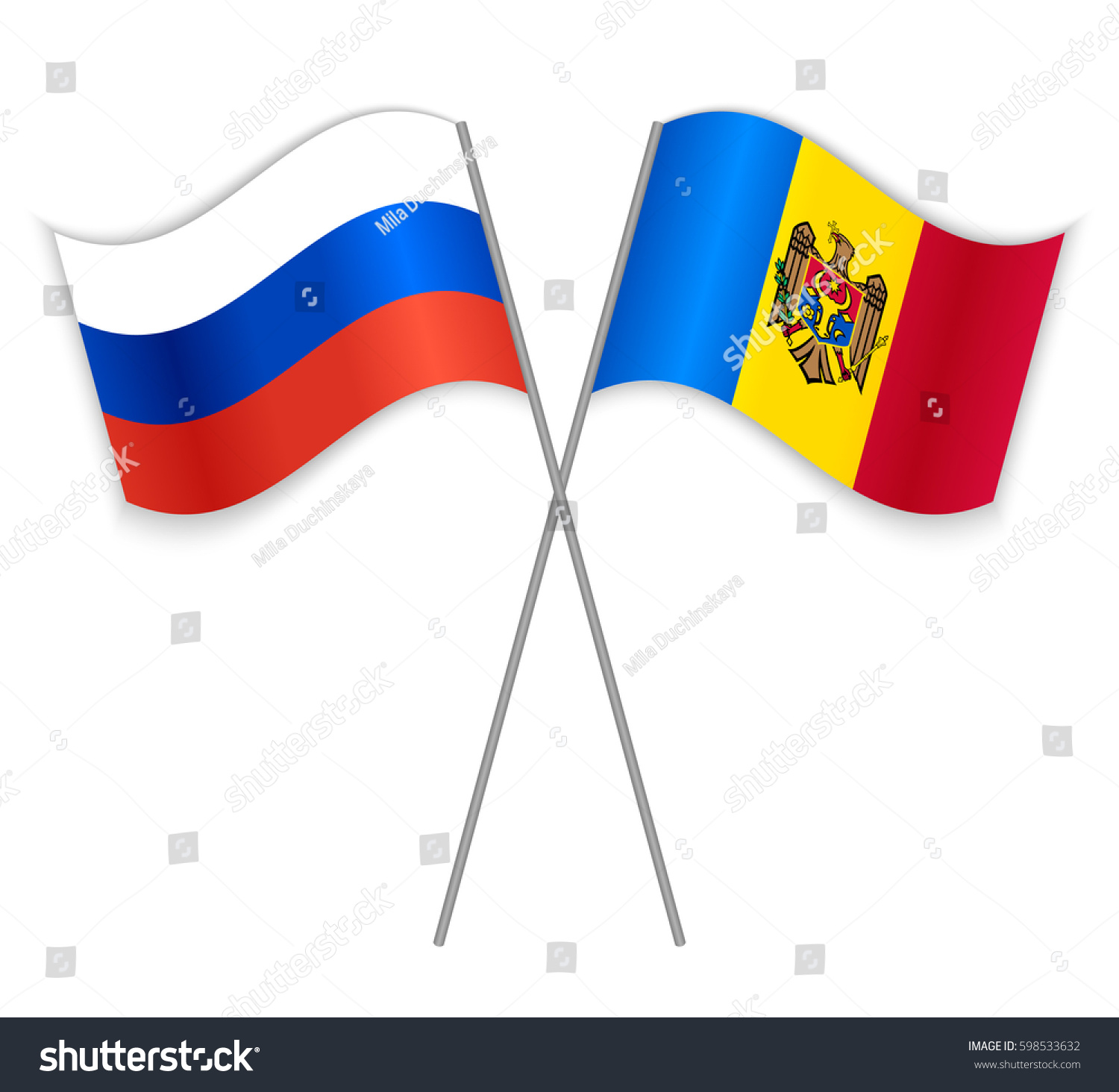 Russian And Moldovan Crossed Flags Russia Royalty Free Stock Vector