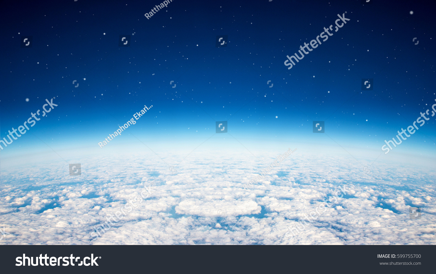 Blue planet earth over the cloudy and star in the sky #599755700
