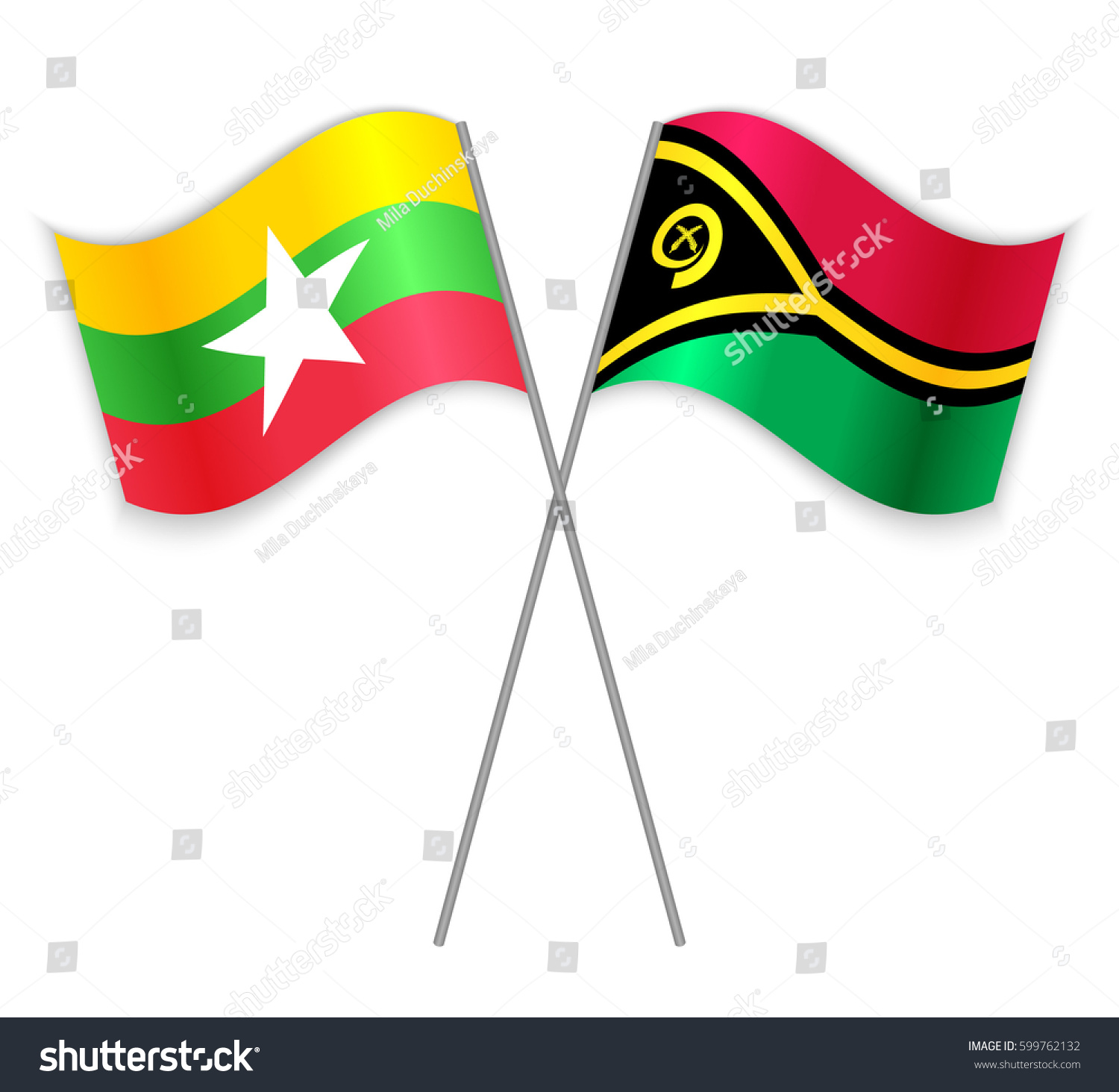 Burmese and Vanuatuan crossed flags. Myanmar - Royalty Free Stock ...