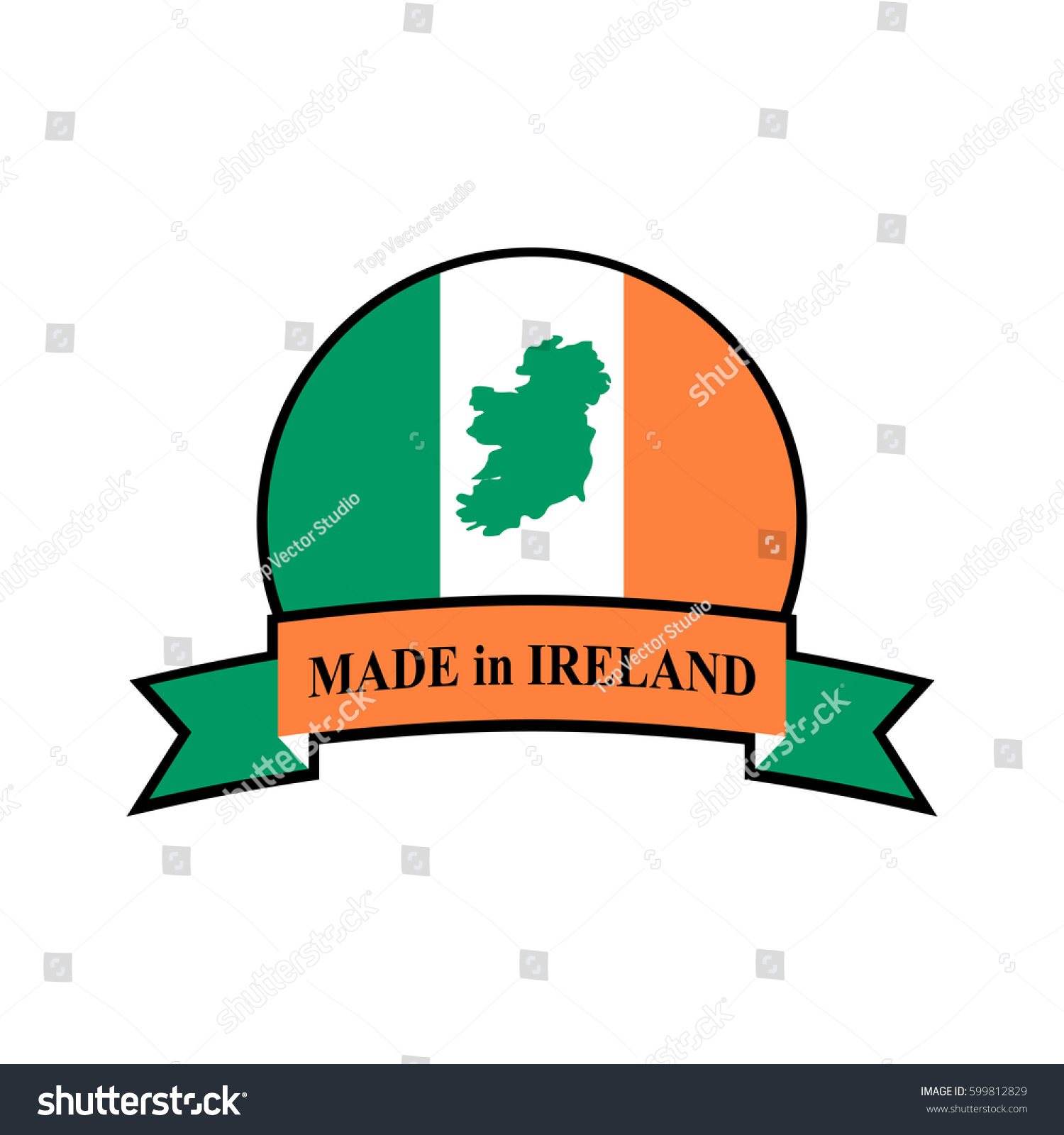 Mde in Ireland emblem. Irish flag sign. National - Royalty Free Stock ...