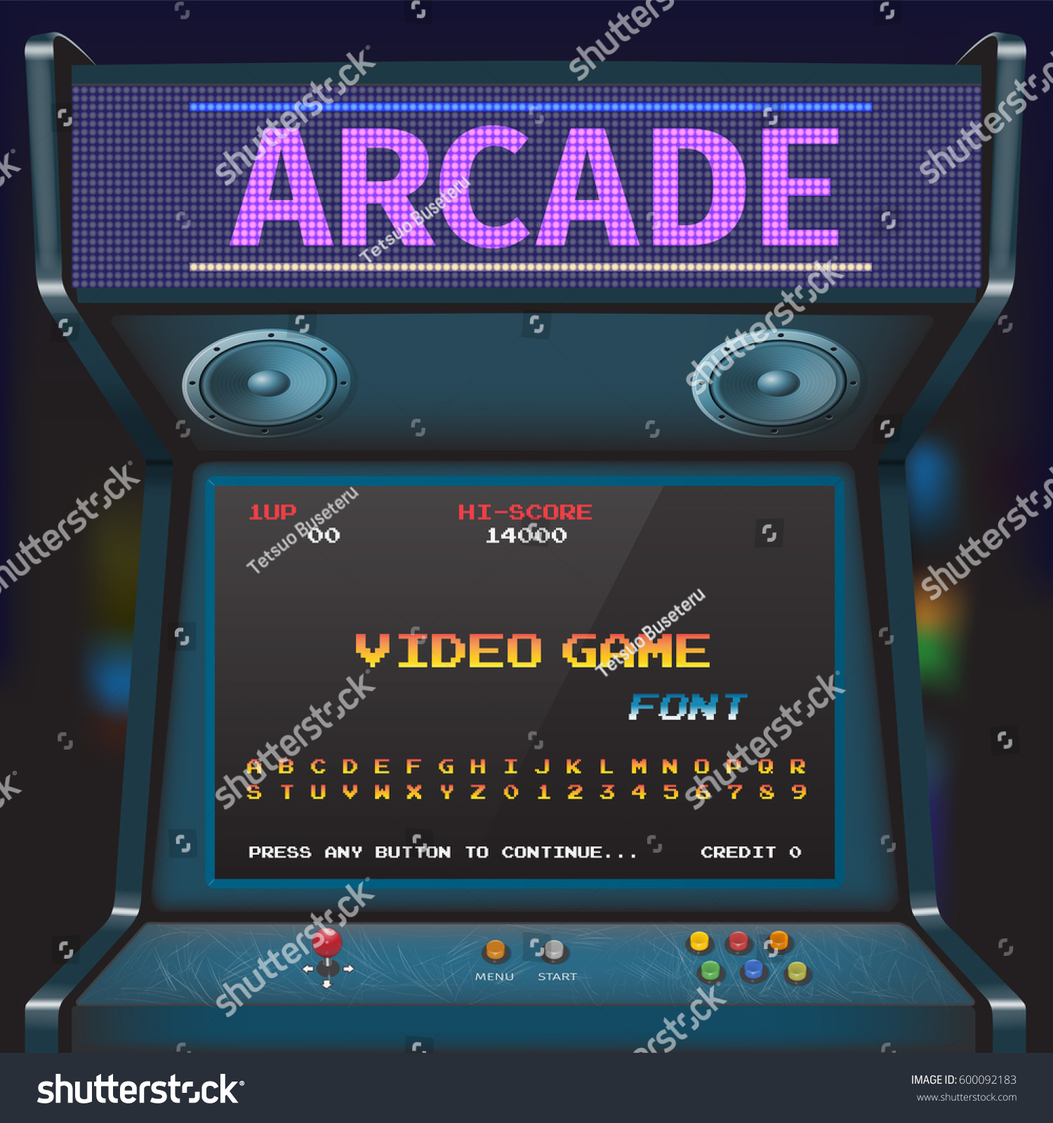 Arcade Video Game Font. 8 bit font. Arcade Retro - Royalty Free Stock ...