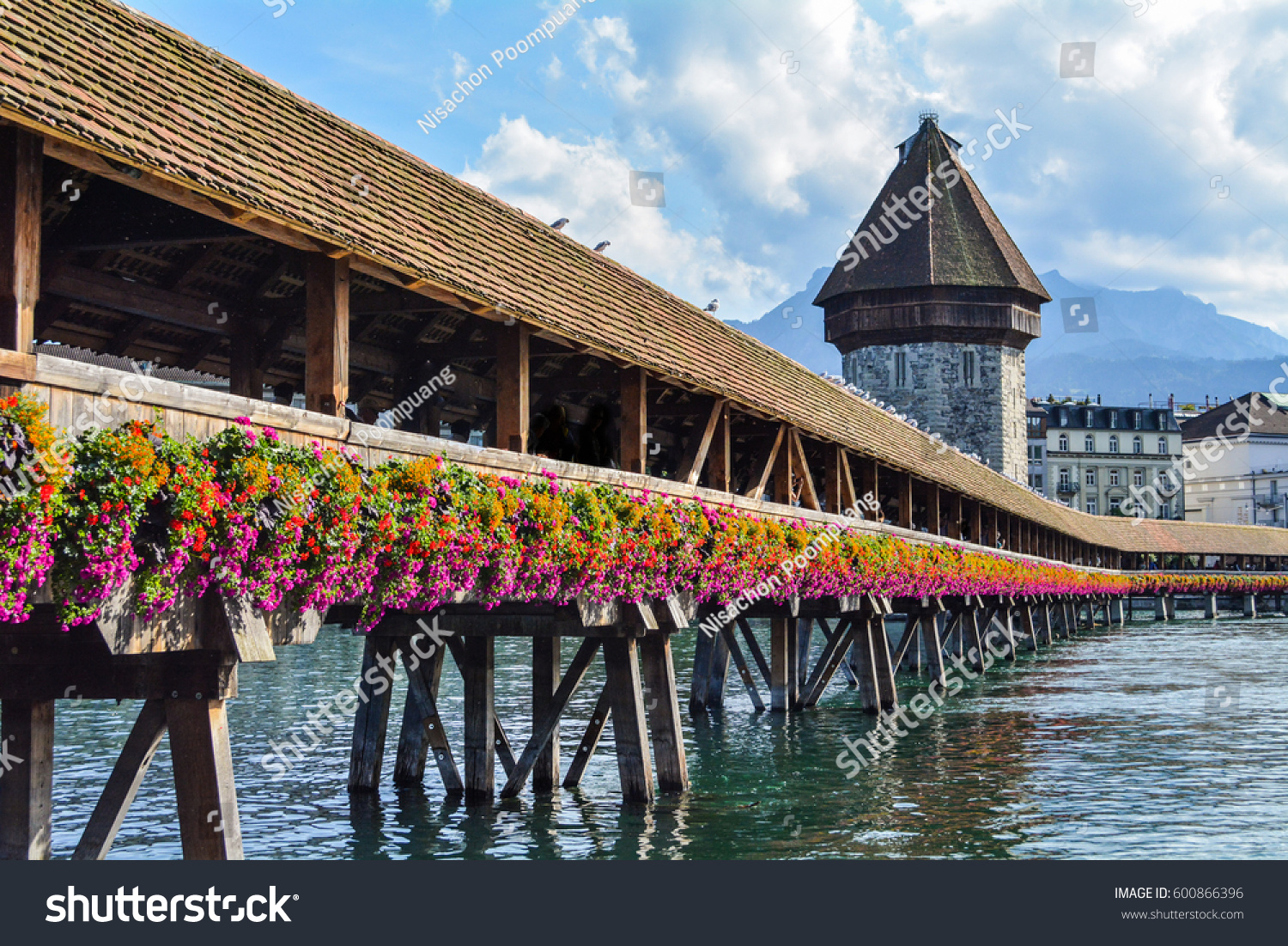 Chapel Bridge at Switzerland #600866396