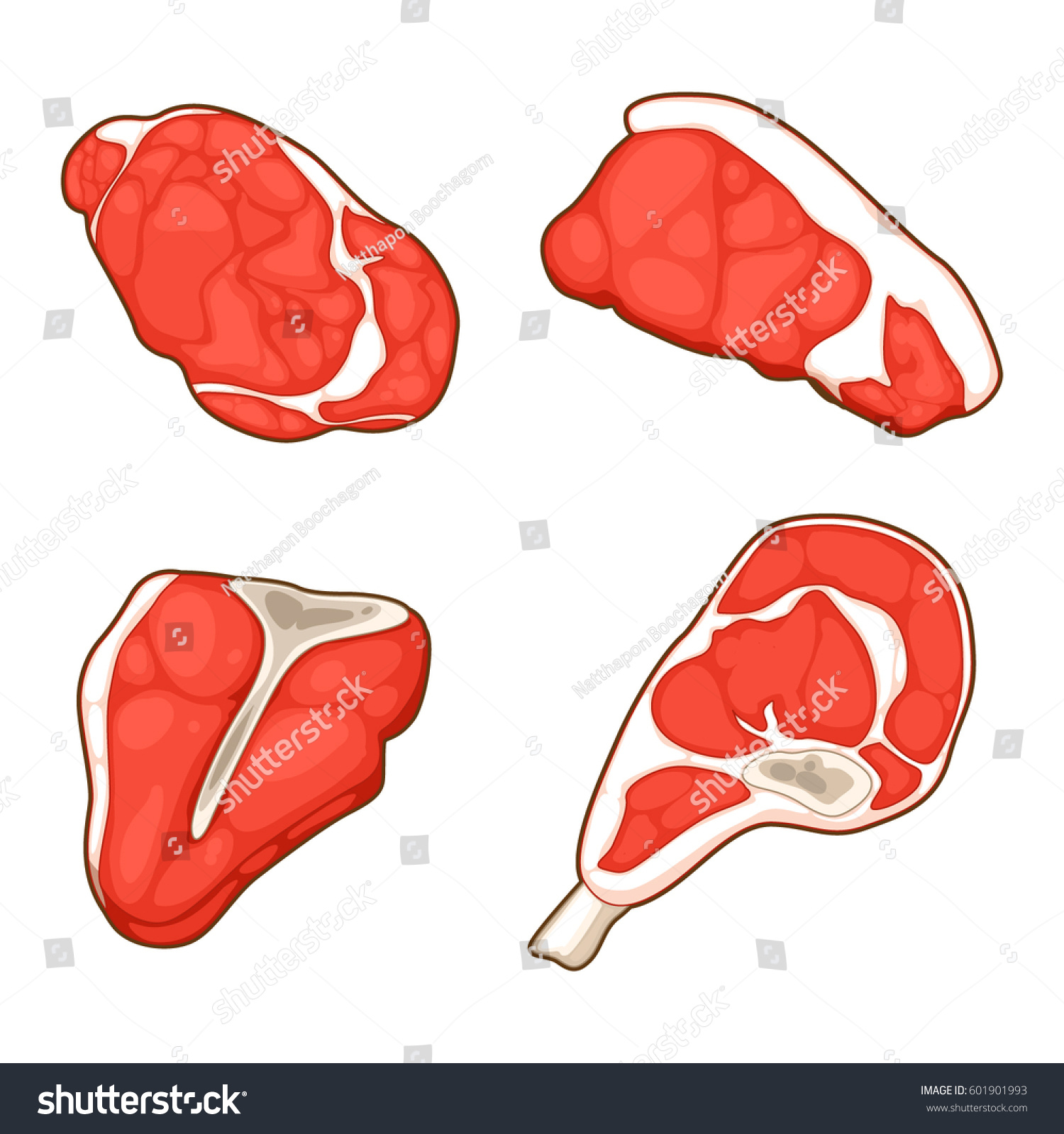 beef cuts vector set Royalty Free Stock Vector 601901993