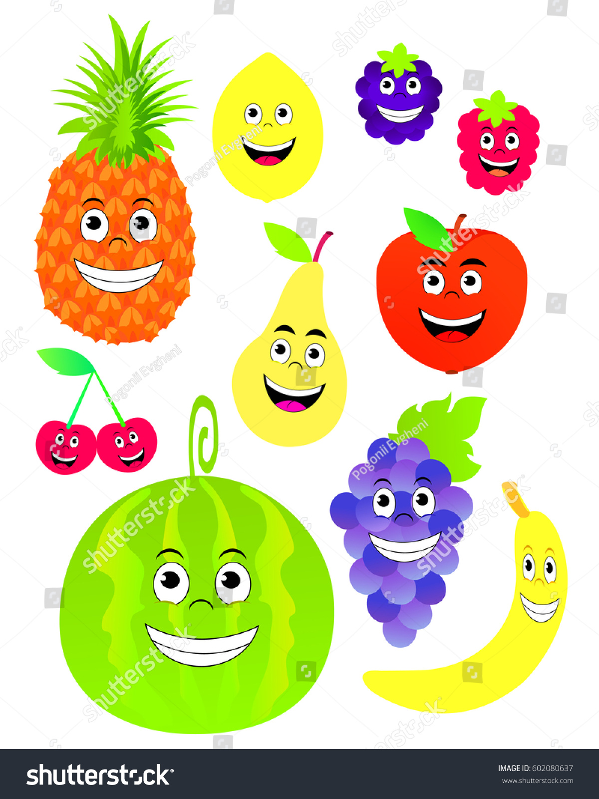 Vector illustration of cartoon fruits - Royalty Free Stock Vector ...