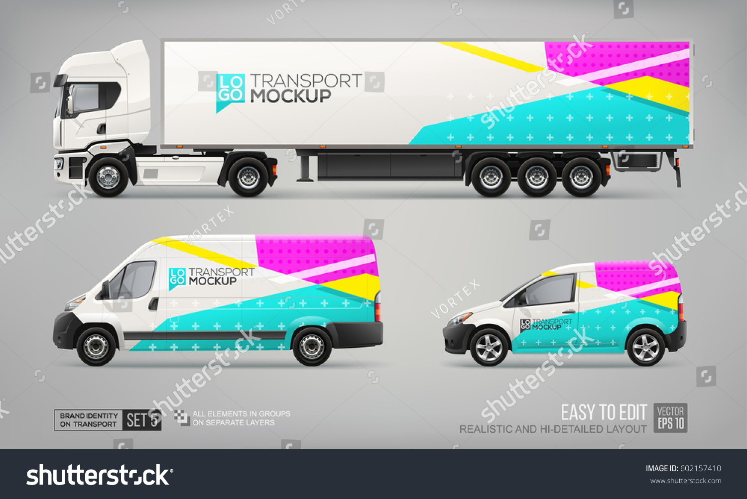 Download Set Of Truck Trailer Delivery Van Freight Car Royalty Free Stock Vector 602157410 Avopix Com