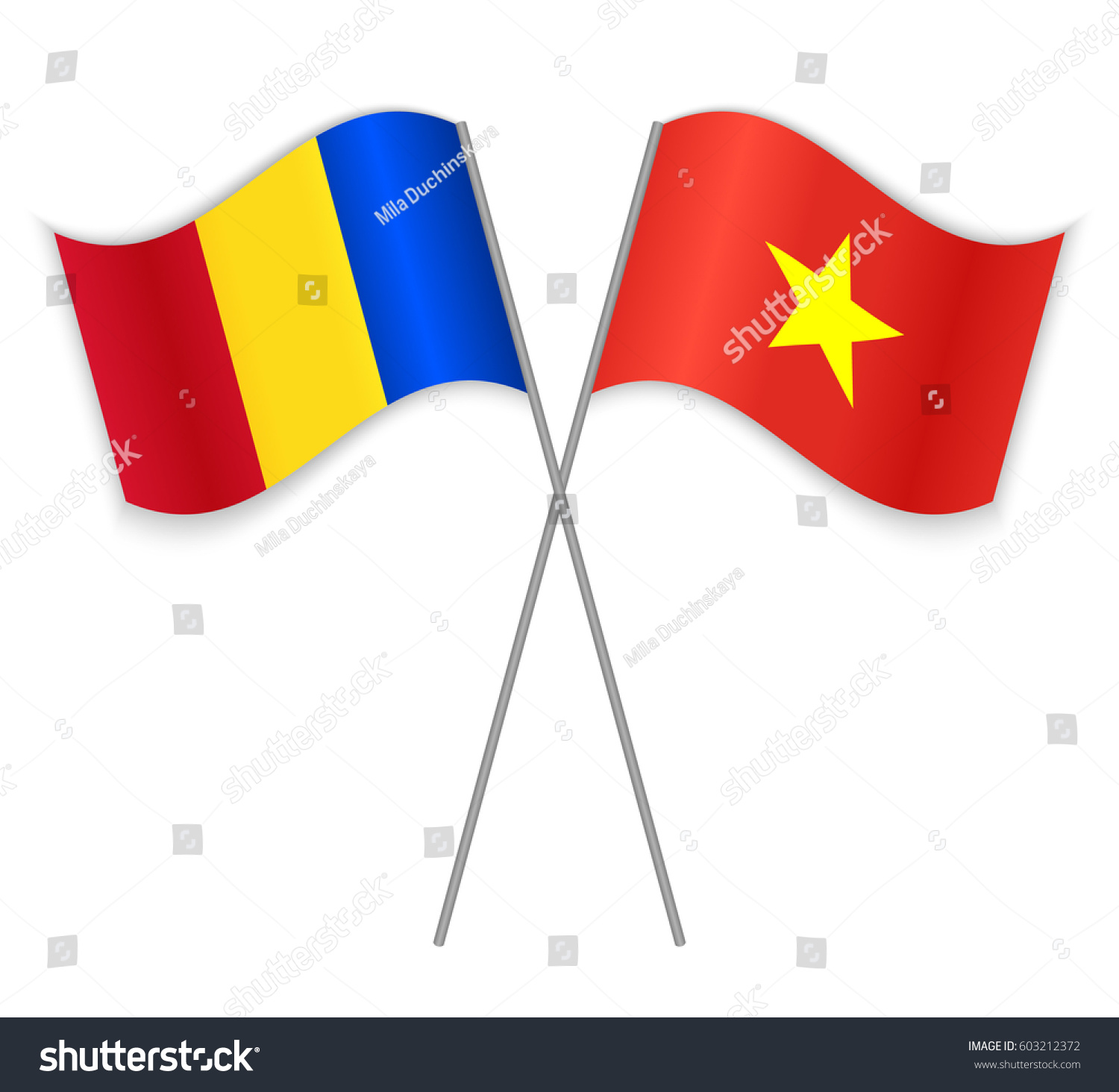 Romanian and Vietnamese crossed flags. Romania - Royalty Free Stock ...