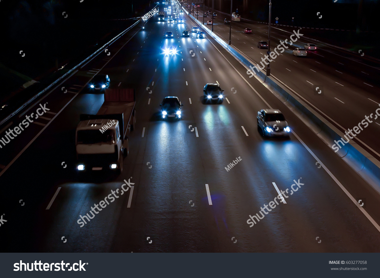 cars move on the night highway #603277058