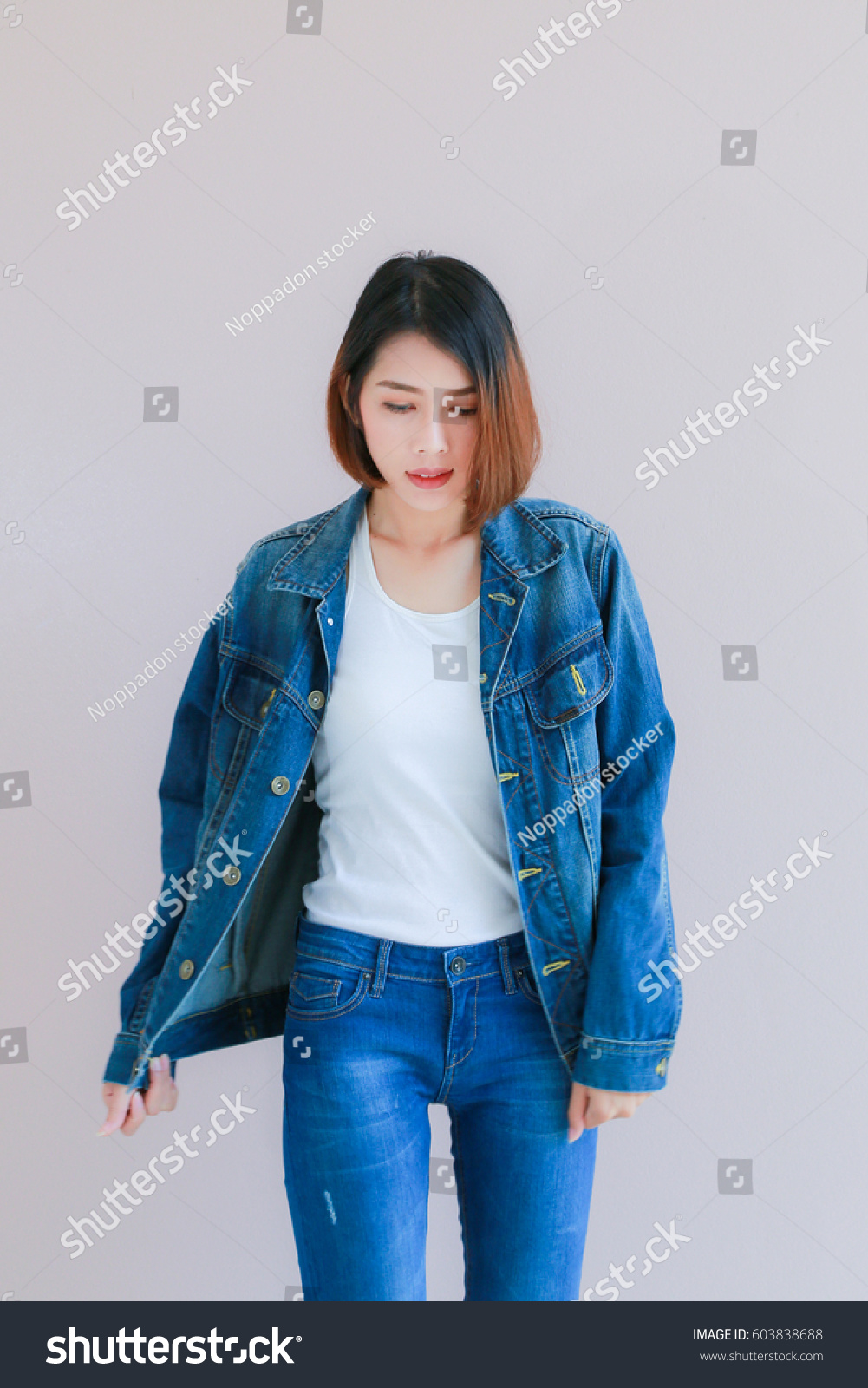 Closeup Asian Woman Casual Outfits Standing In Royalty Free Stock Photo Avopix Com