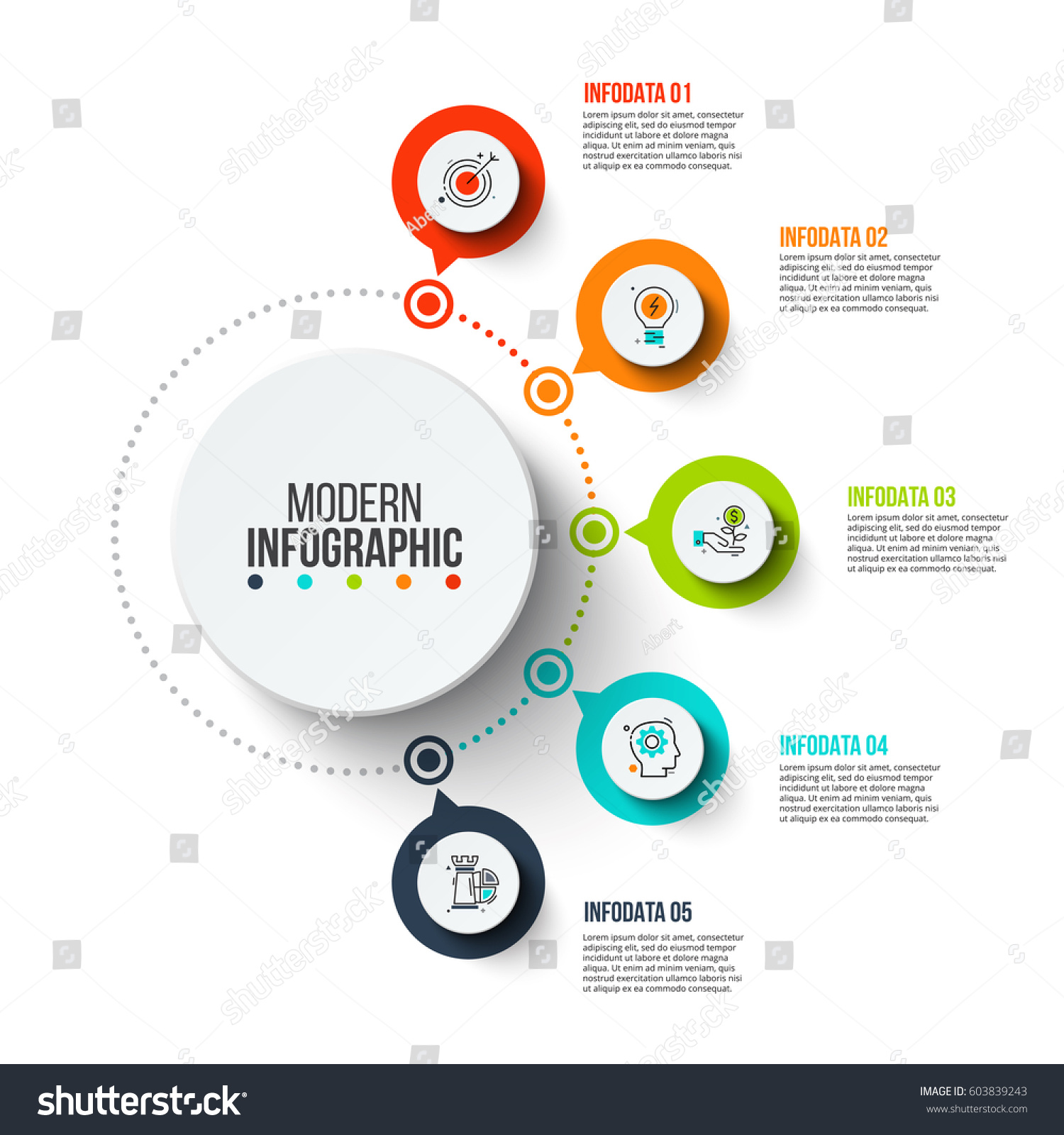 Business data visualization. Process chart. Abstract elements of graph, diagram with 5 steps, options, parts or processes. Vector business template for presentation. Creative concept for infographic. #603839243