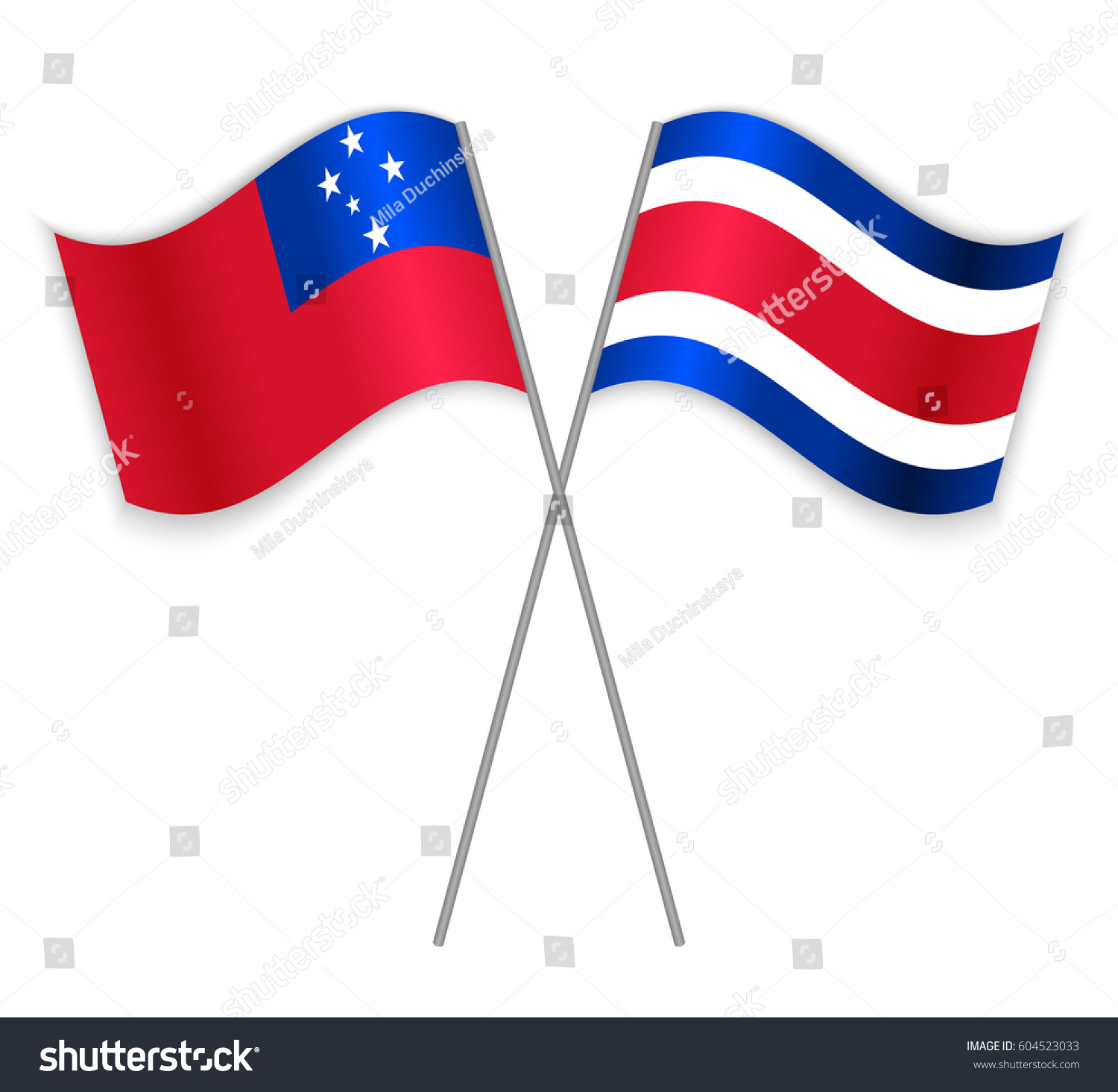 Samoan and Costa Rican crossed flags. Samoa - Royalty Free Stock Vector ...