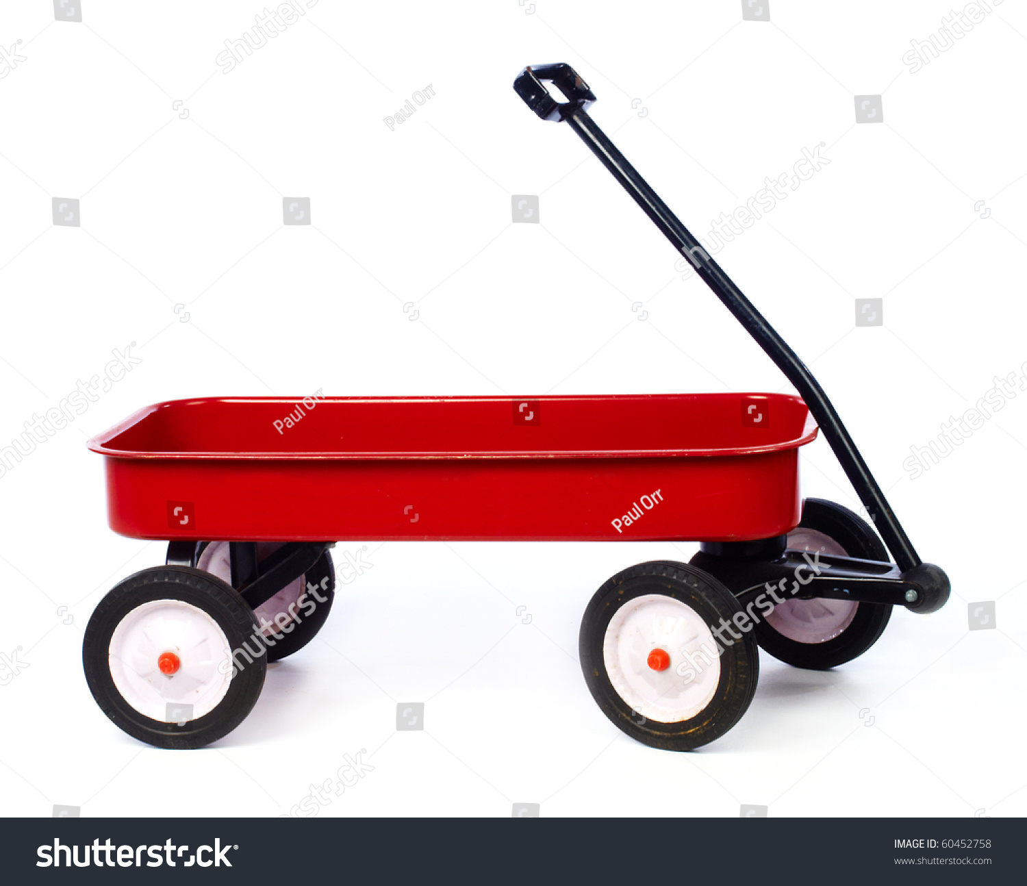 Toy red wagon on white full size #60452758