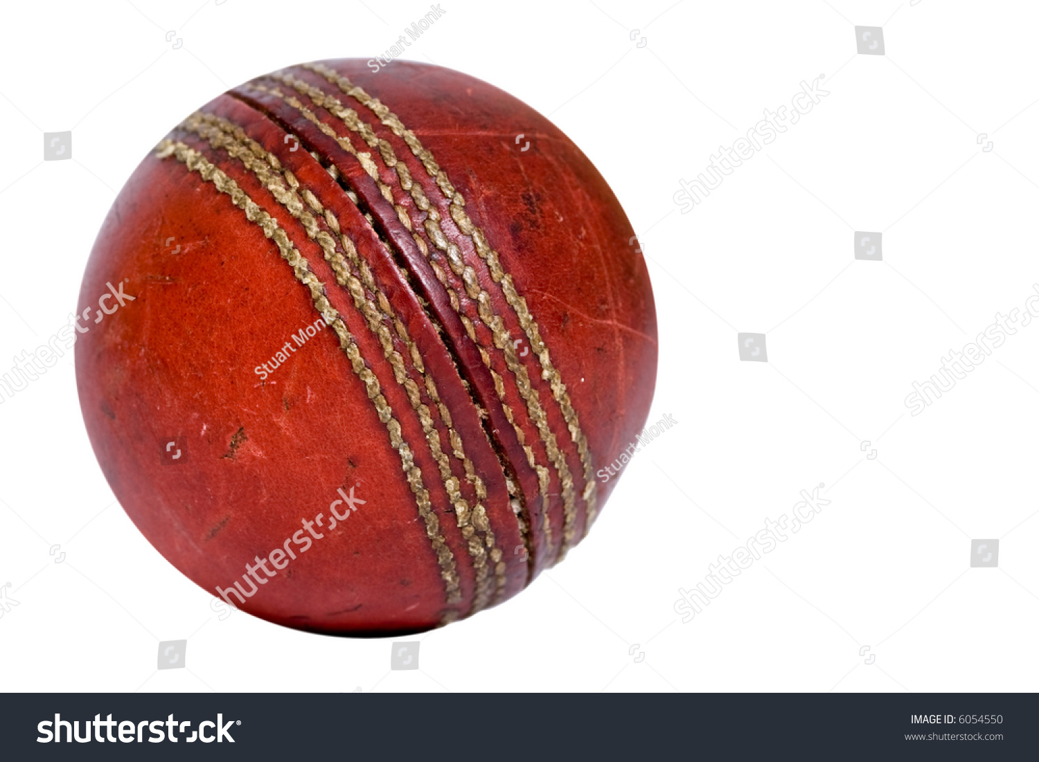 Old cricket ball isolated on white background #6054550