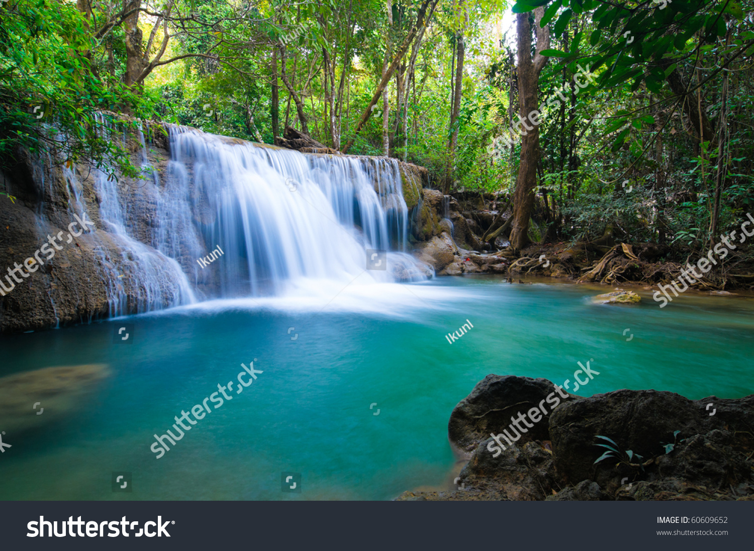 Deep forest Waterfall in Kanchanaburi, Thailand #60609652