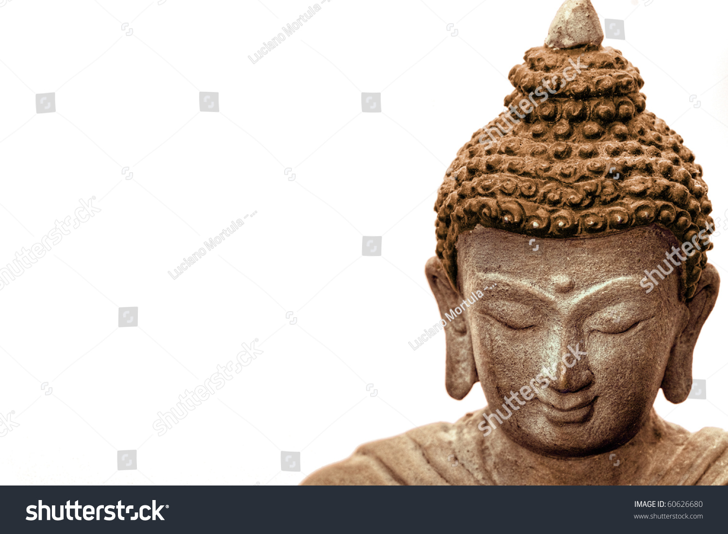 Close-up picture of a Buddha Face in Bronze, from Nepal. #60626680