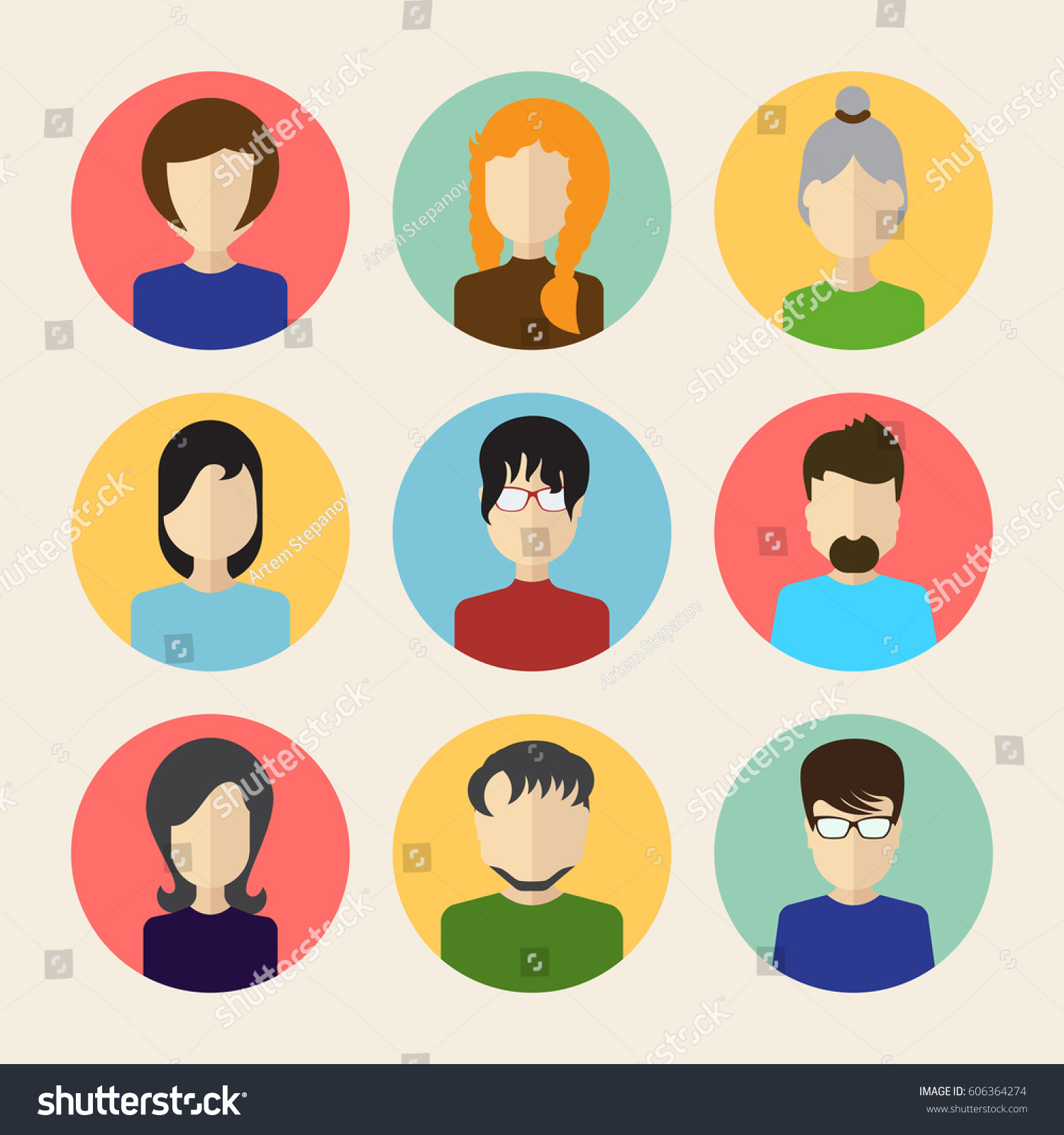 Set Of Male And Female Faces Avatars Or People Royalty Free Stock Vector 606364274