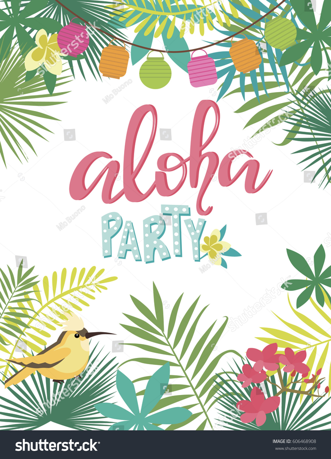 Aloha Hawaii Summer Beach Card Vector Royalty Free Stock Vector