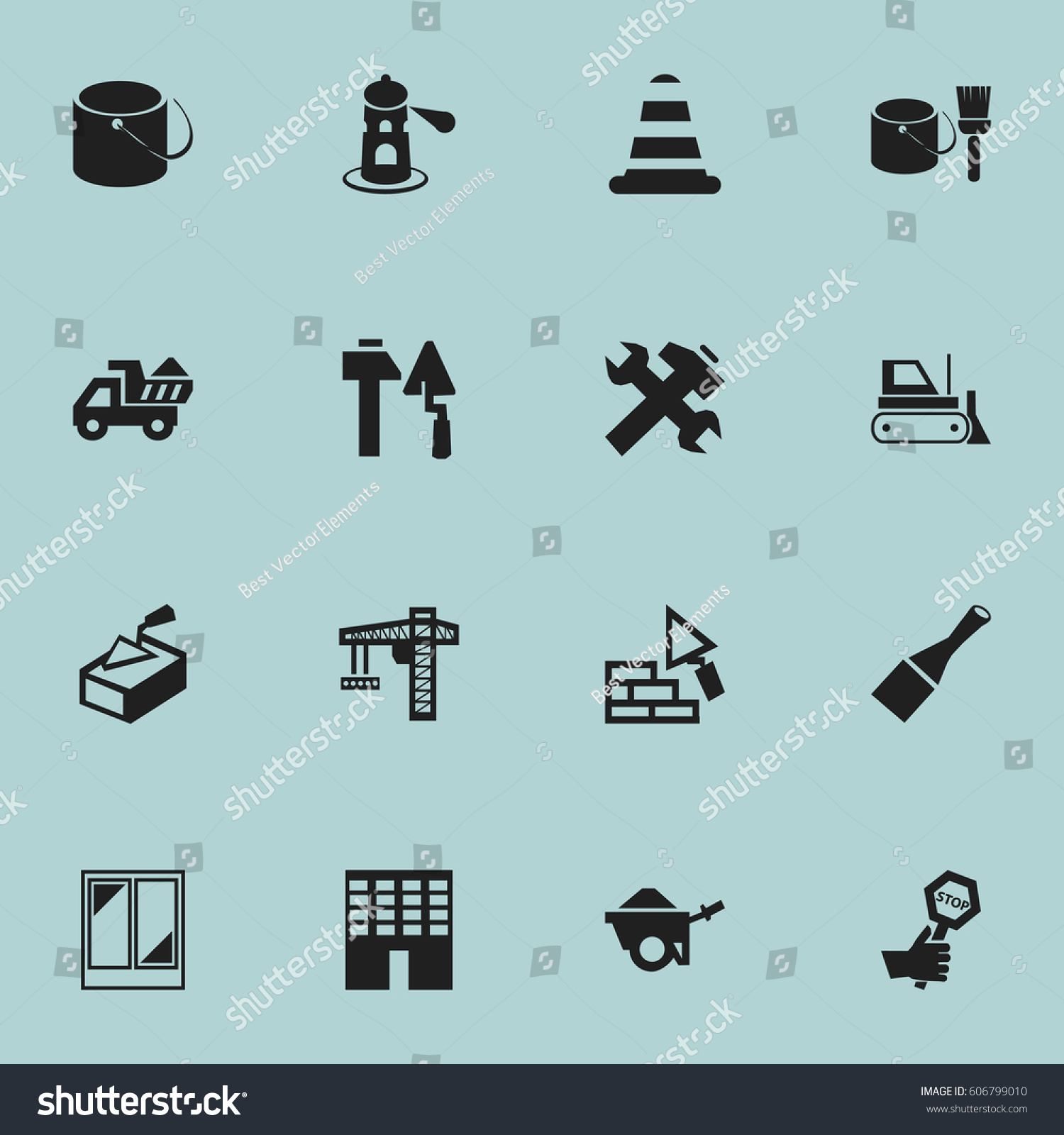 Set Of 16 Editable Building Icons. Includes - Royalty Free Stock Vector ...