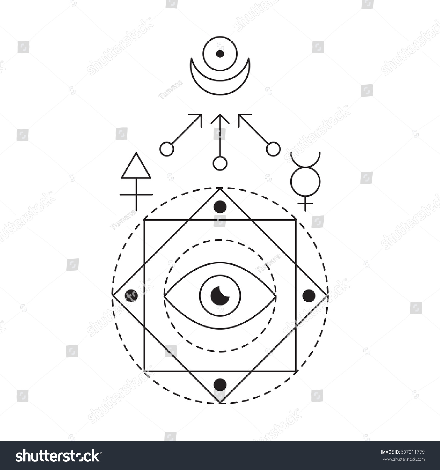 Symbol of alchemy and sacred geometry. Linear - Royalty Free Stock ...