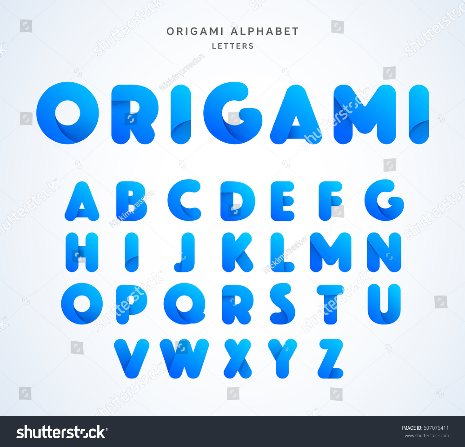 Vector origami alphabet. Letter collection #607076411